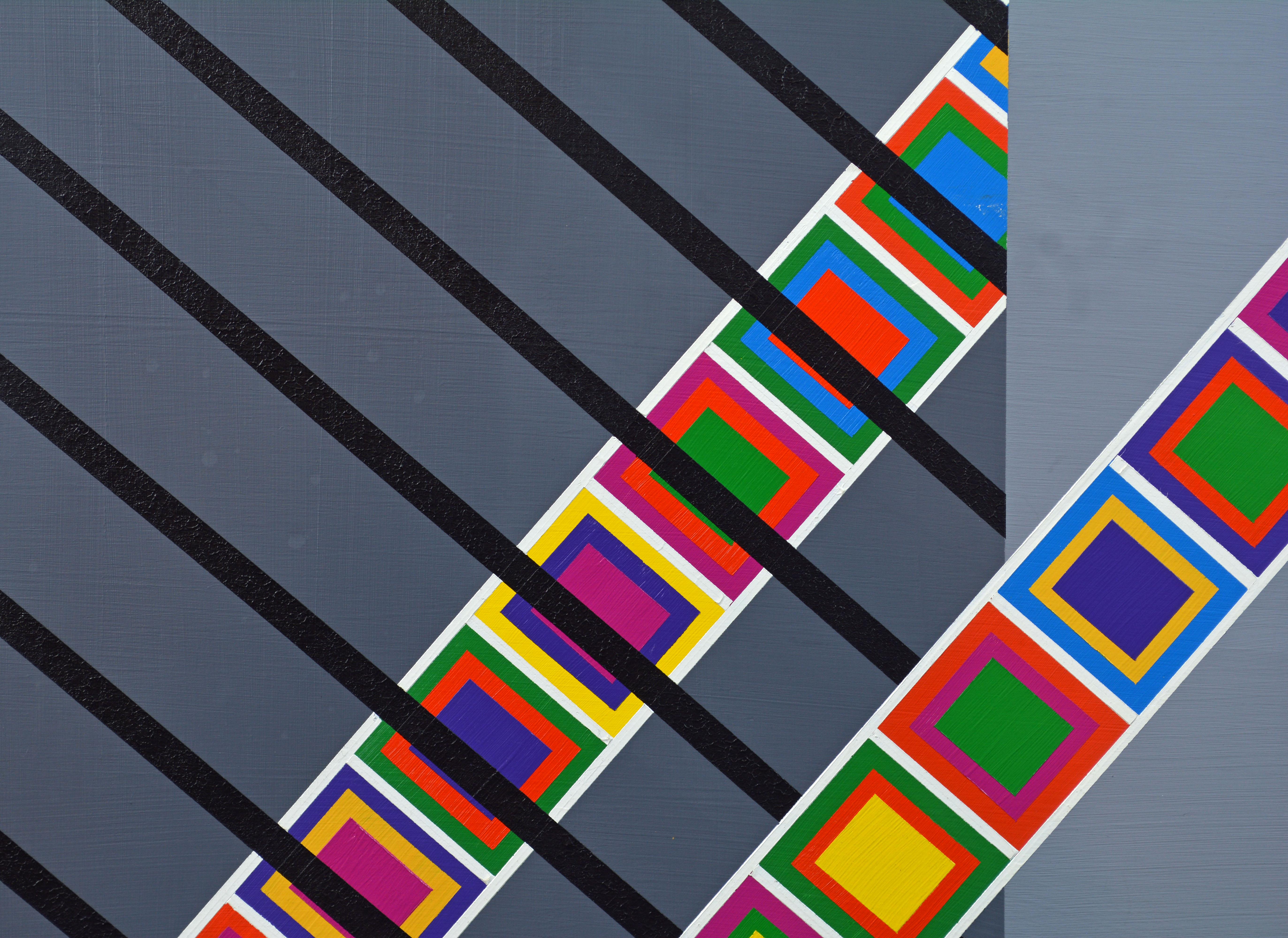 Painted Mid-Century Modern Large Abstract Painting by Madeline Weiss, Palm Beach Florida
