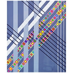 Mid-Century Modern Large Abstract Painting by Madeline Weiss, Palm Beach Florida