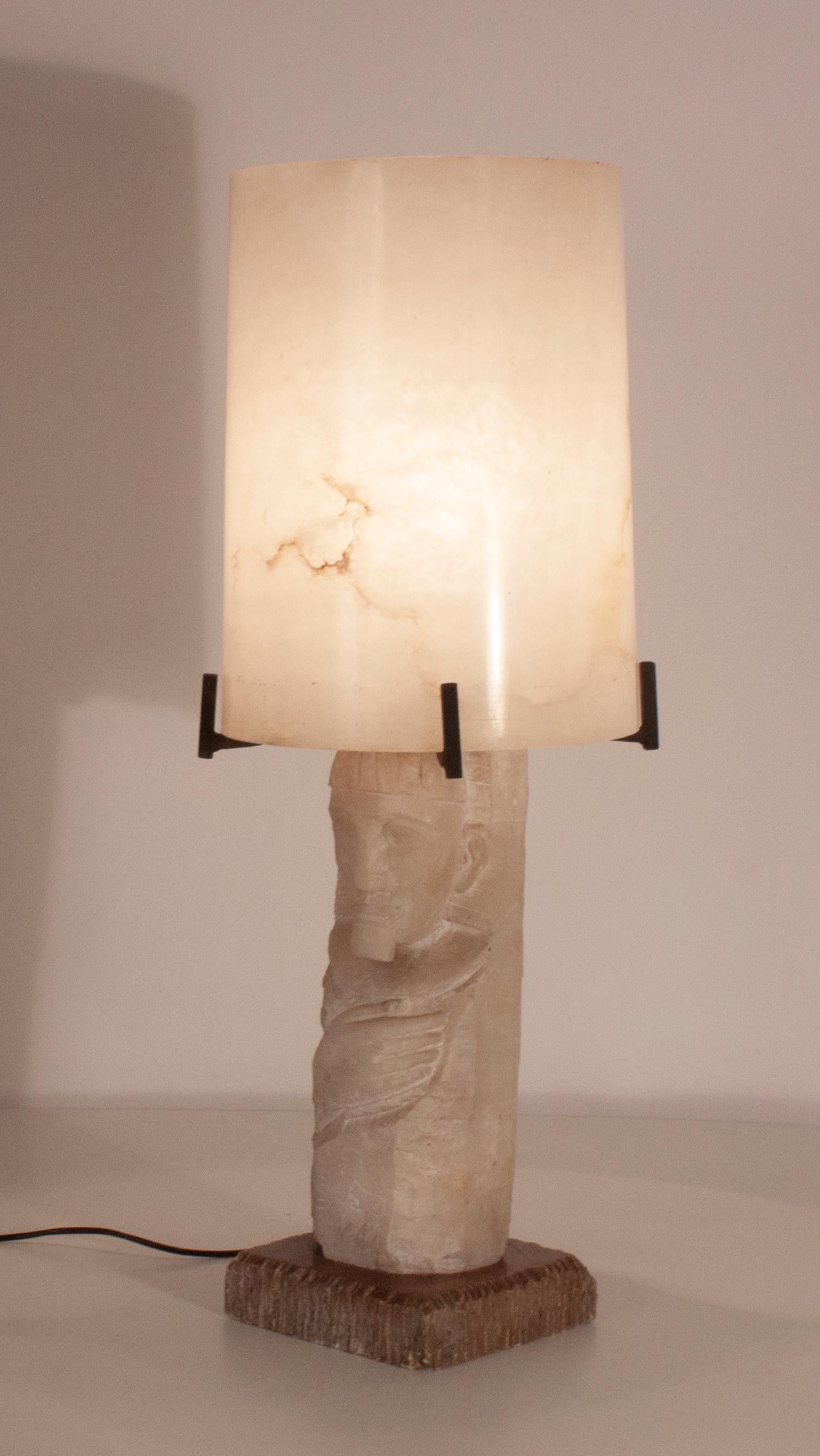 Mid - Century Modern Large Alabaster Table Lamp, Spain 1950's 2