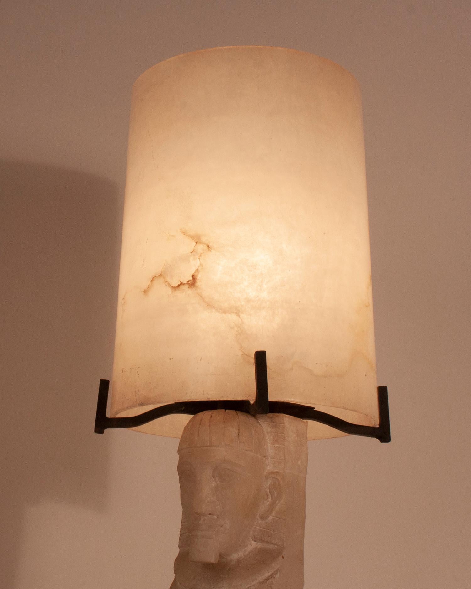 Mid - Century Modern Large Alabaster Table Lamp, Spain 1950's 3