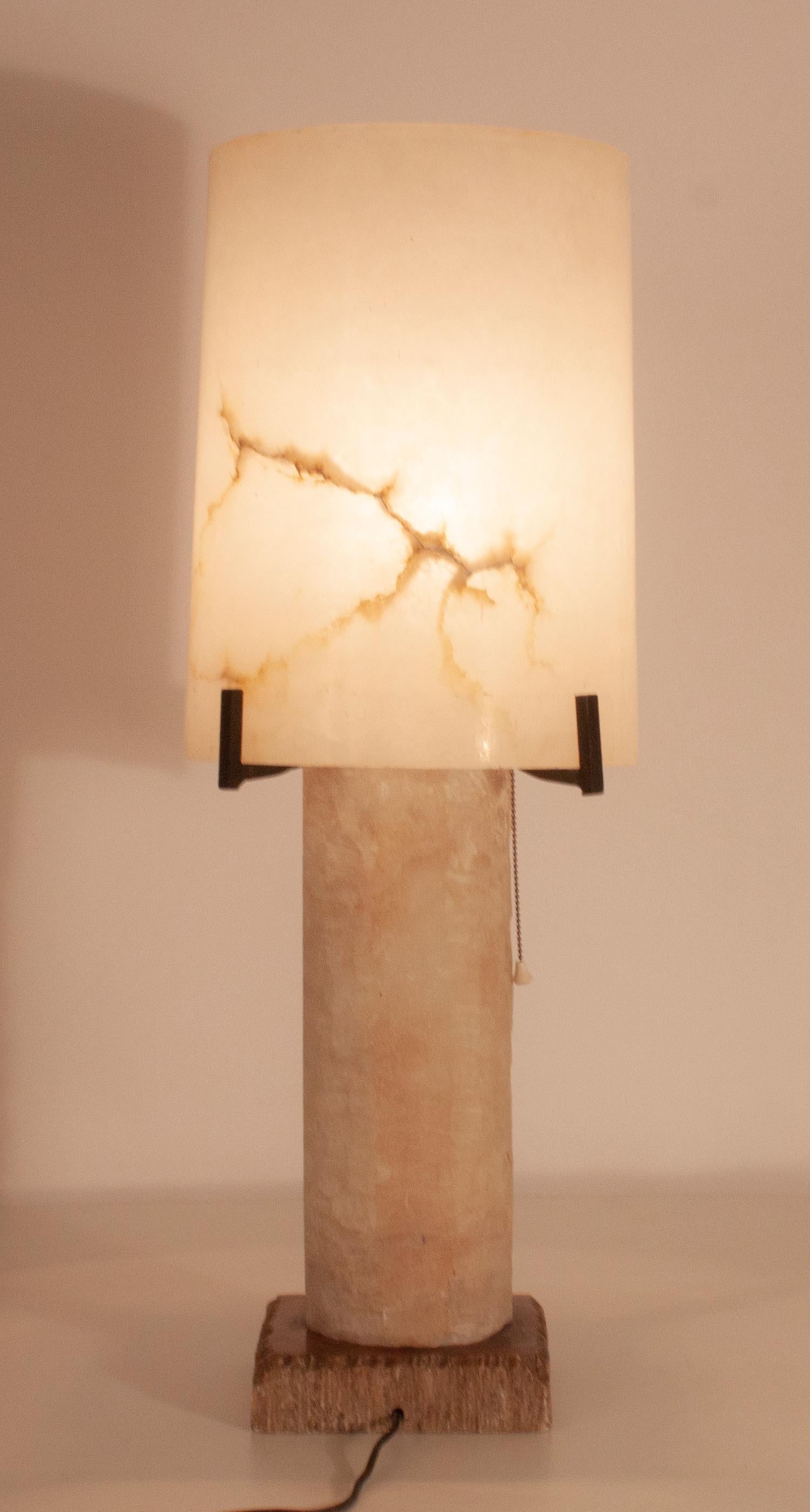 Mid - Century Modern Large Alabaster Table Lamp, Spain 1950's 4