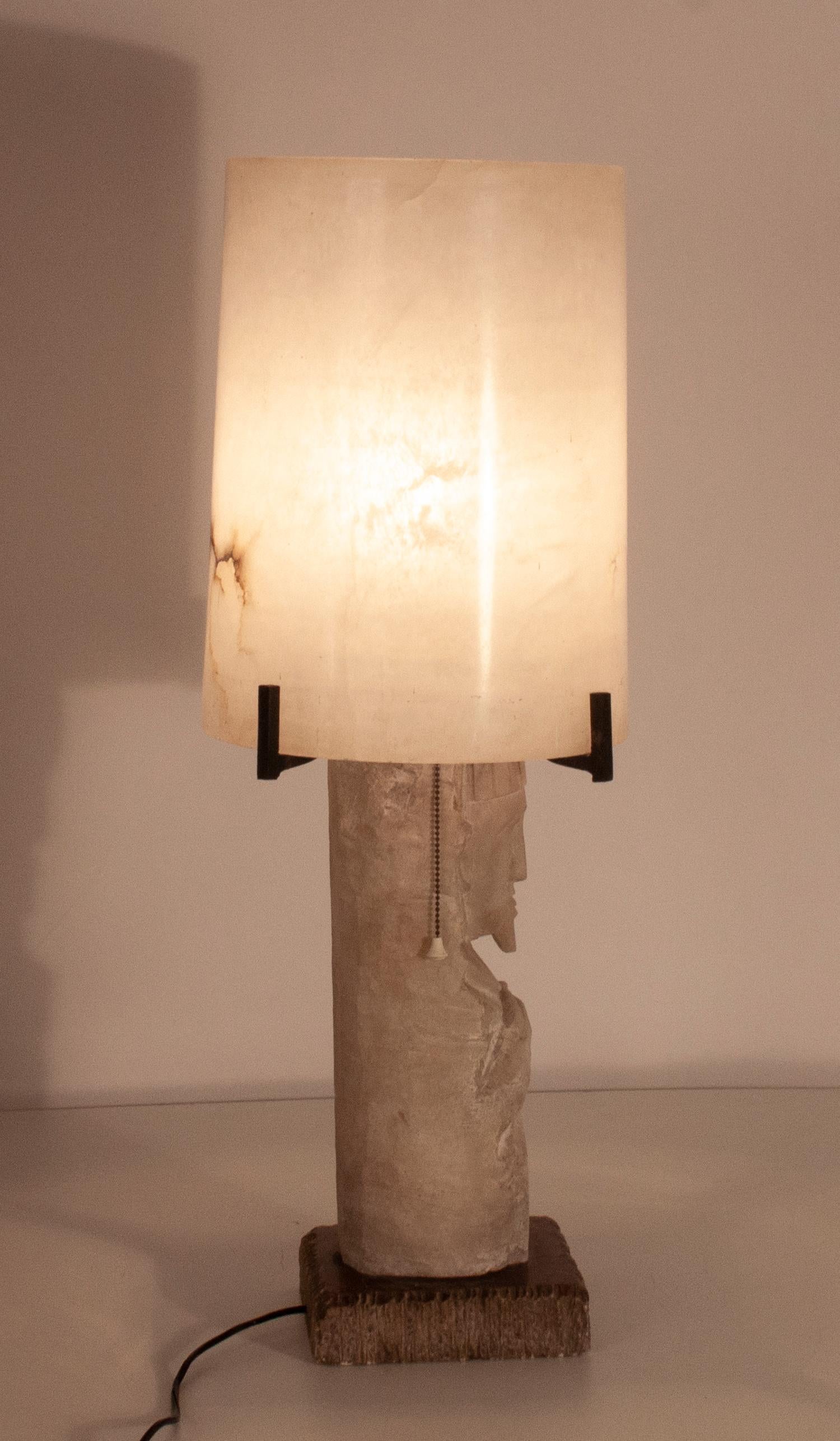 Mid - Century Modern Large Alabaster Table Lamp, Spain 1950's 5