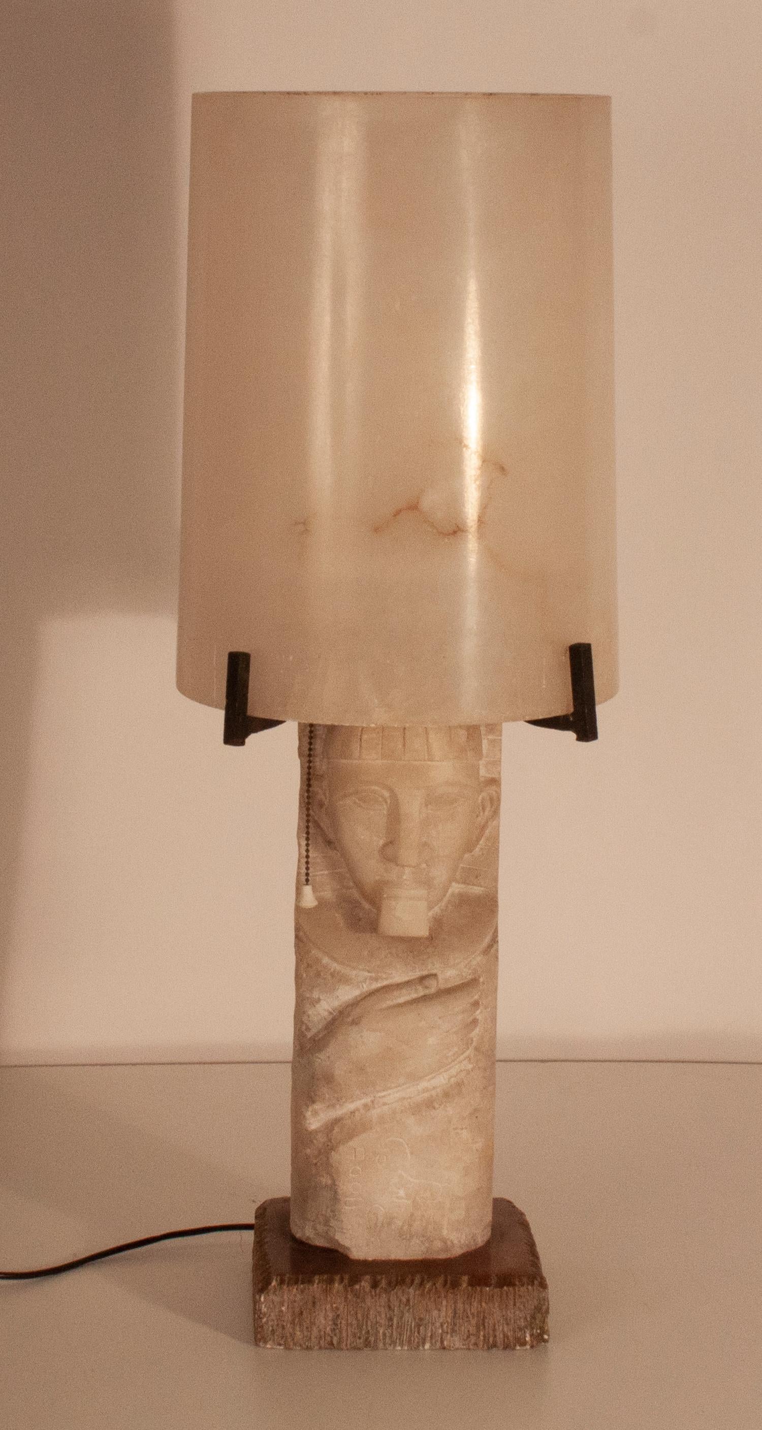 Mid - Century Modern Large Alabaster Table Lamp, Spain 1950's 7