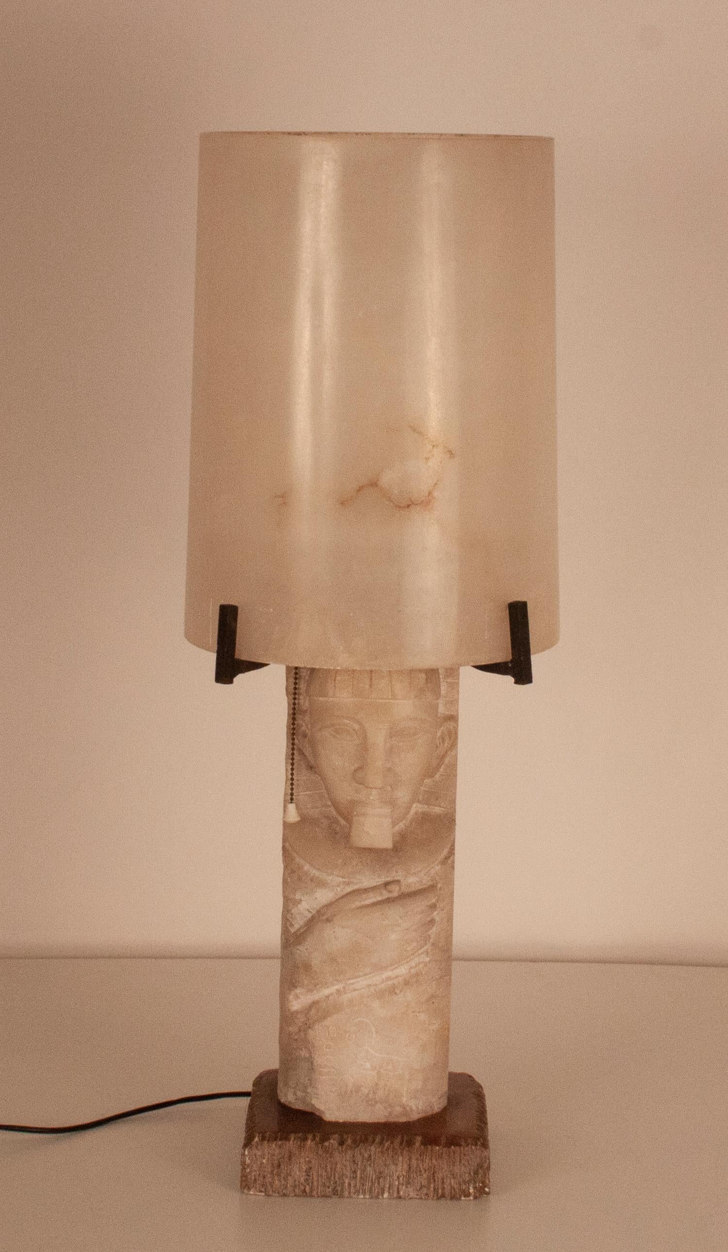 Mid - Century Modern Large Alabaster Table Lamp, Spain 1950's 8