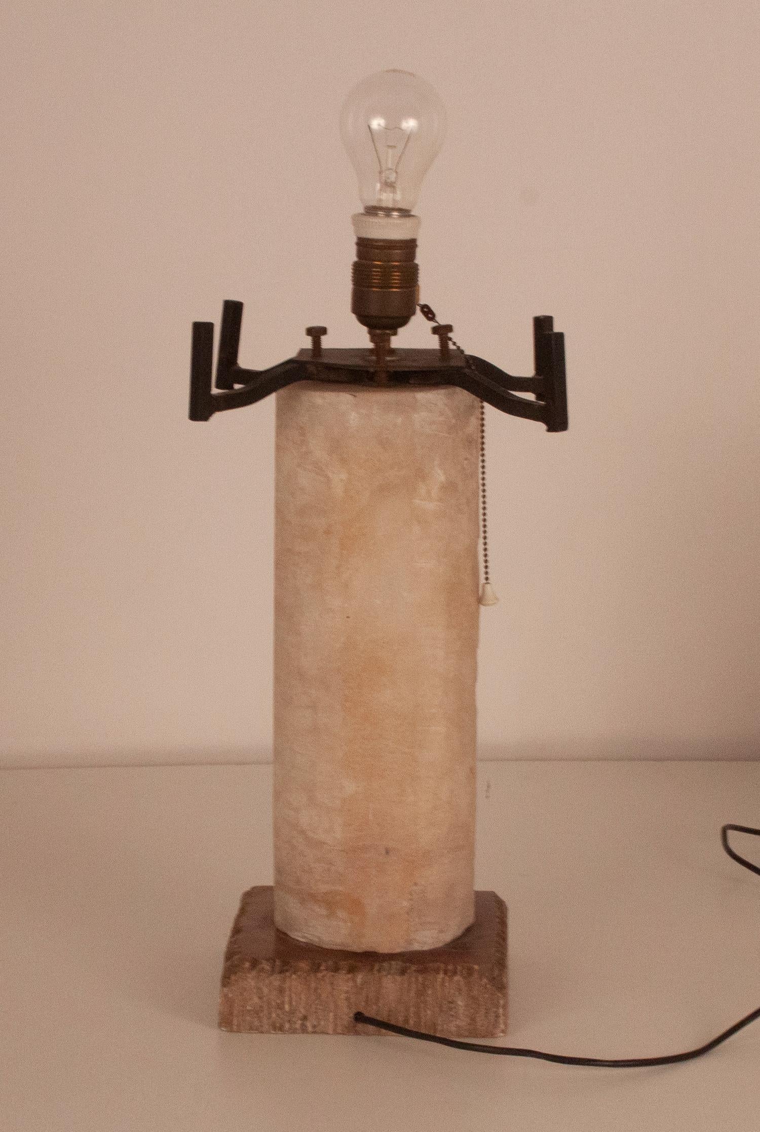 Spanish Mid - Century Modern Large Alabaster Table Lamp, Spain 1950's