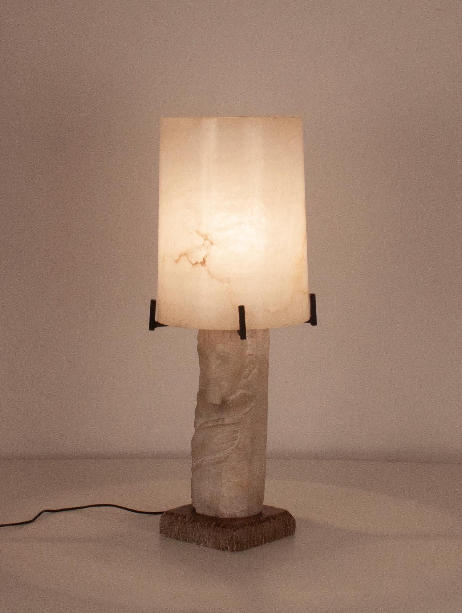 Mid - Century Modern Large Alabaster Table Lamp, Spain 1950's 1