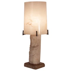 Vintage Mid - Century Modern Large Alabaster Table Lamp, Spain 1950's