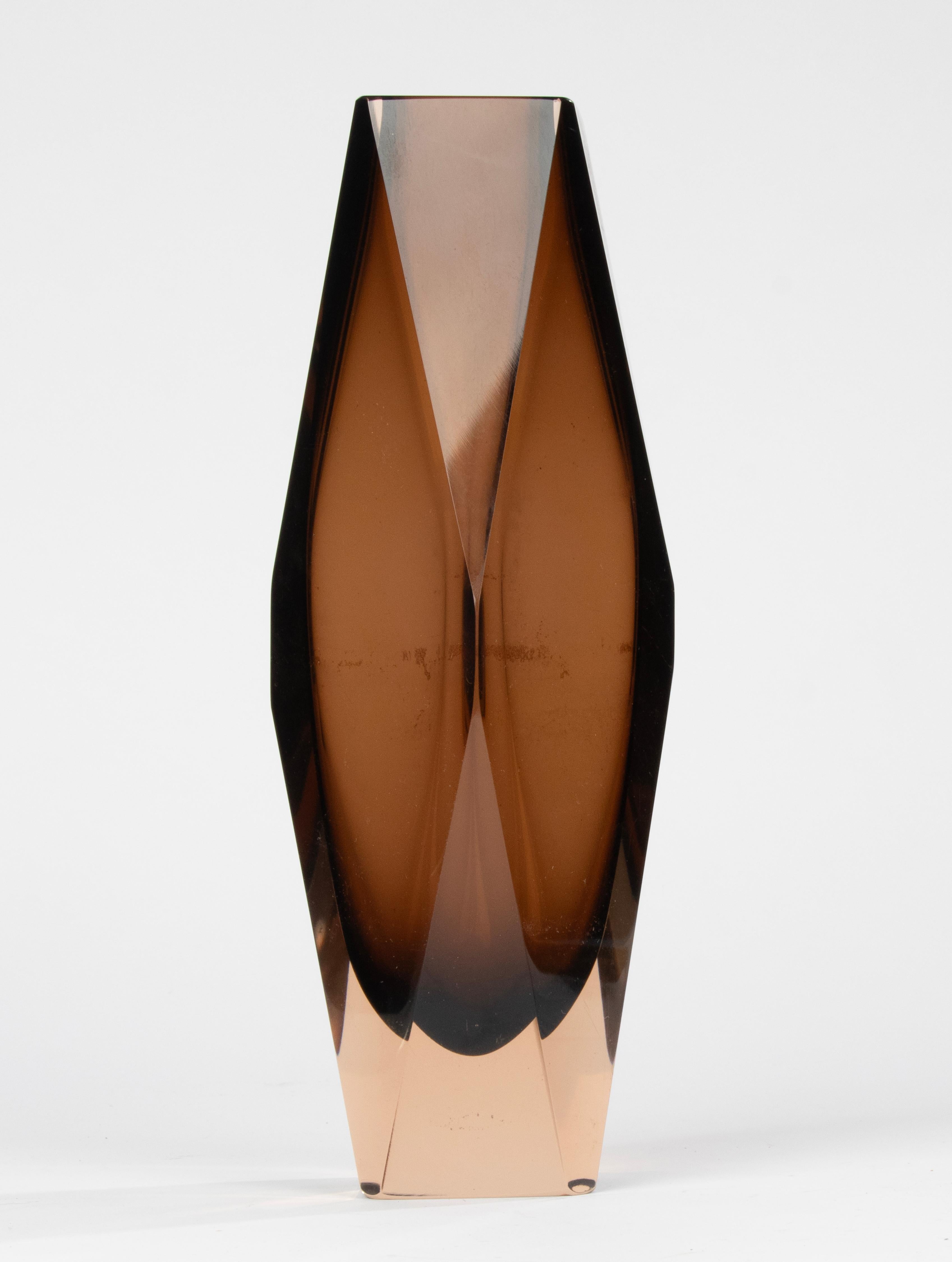Italian Mid-Century Modern Large Art Glass Sommerso Vase - Flavio Poli  For Sale