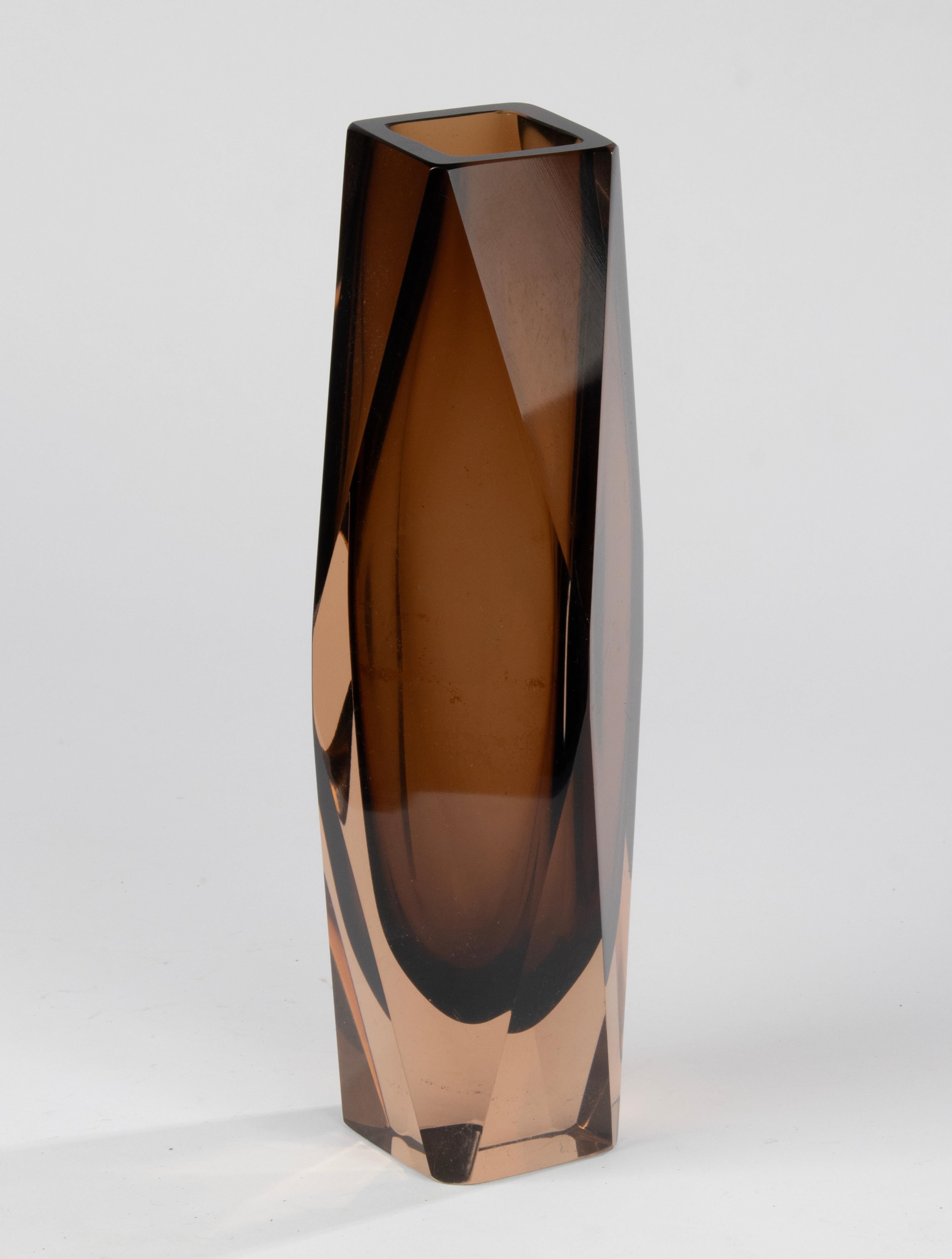 Vaso Sommerso in vetro artistico di grandi dimensioni della modernità di metà secolo - Flavio Poli in vendita 1