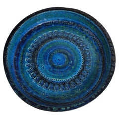 Mid Century Modern Large Bitossi Rimini Blue Bowl by Aldo Londi C1965