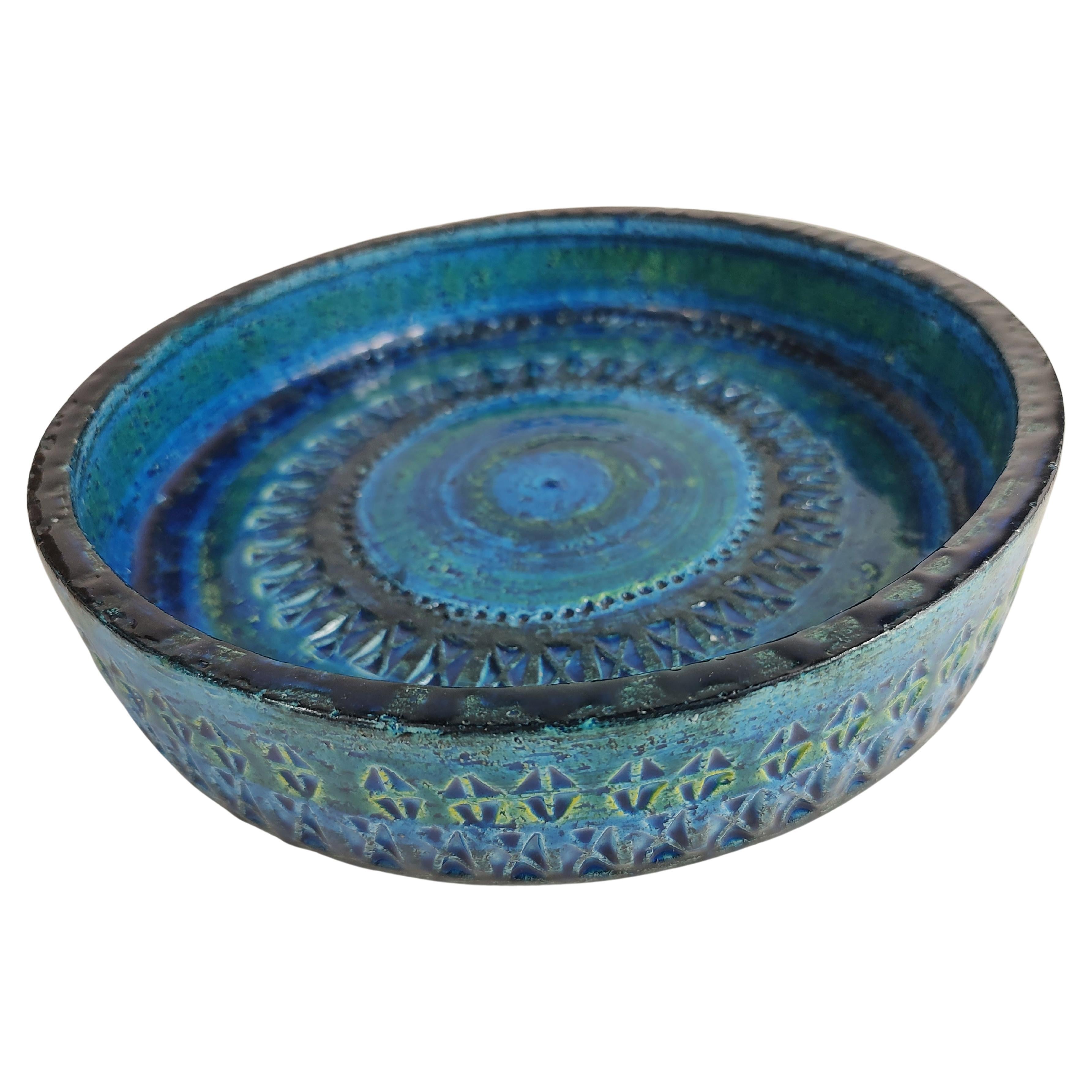 Grand bol bleu Bitossi moderne mi-siècle par Aldo Londi, C1965 en vente