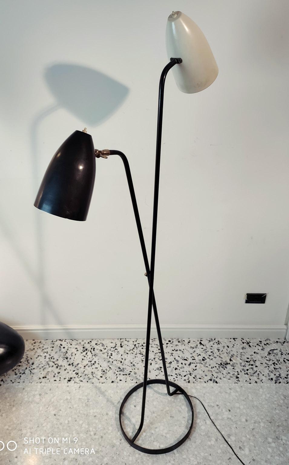 Mid-20th Century Mid-Century Modern Large Black and White Floorlamp by Stilnovo, Milano, 1950s For Sale