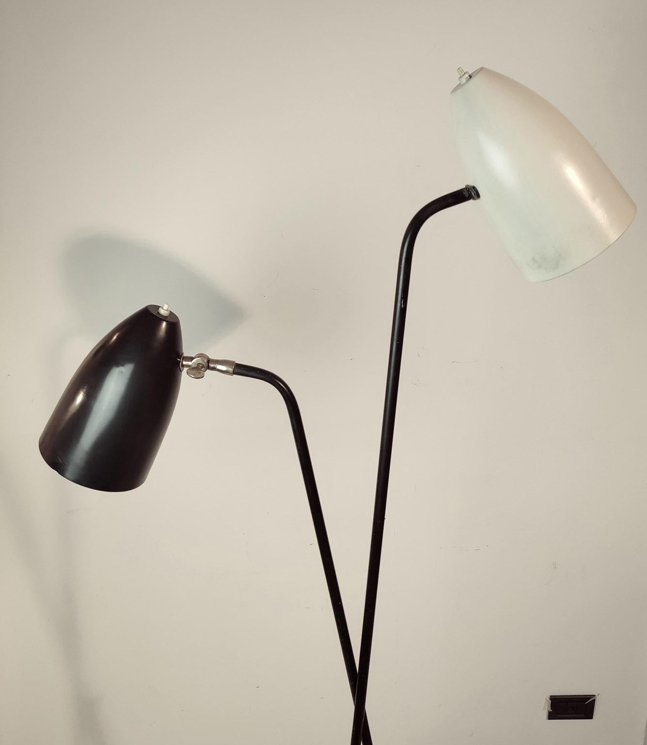 Metal Mid-Century Modern Large Black and White Floorlamp by Stilnovo, Milano, 1950s For Sale