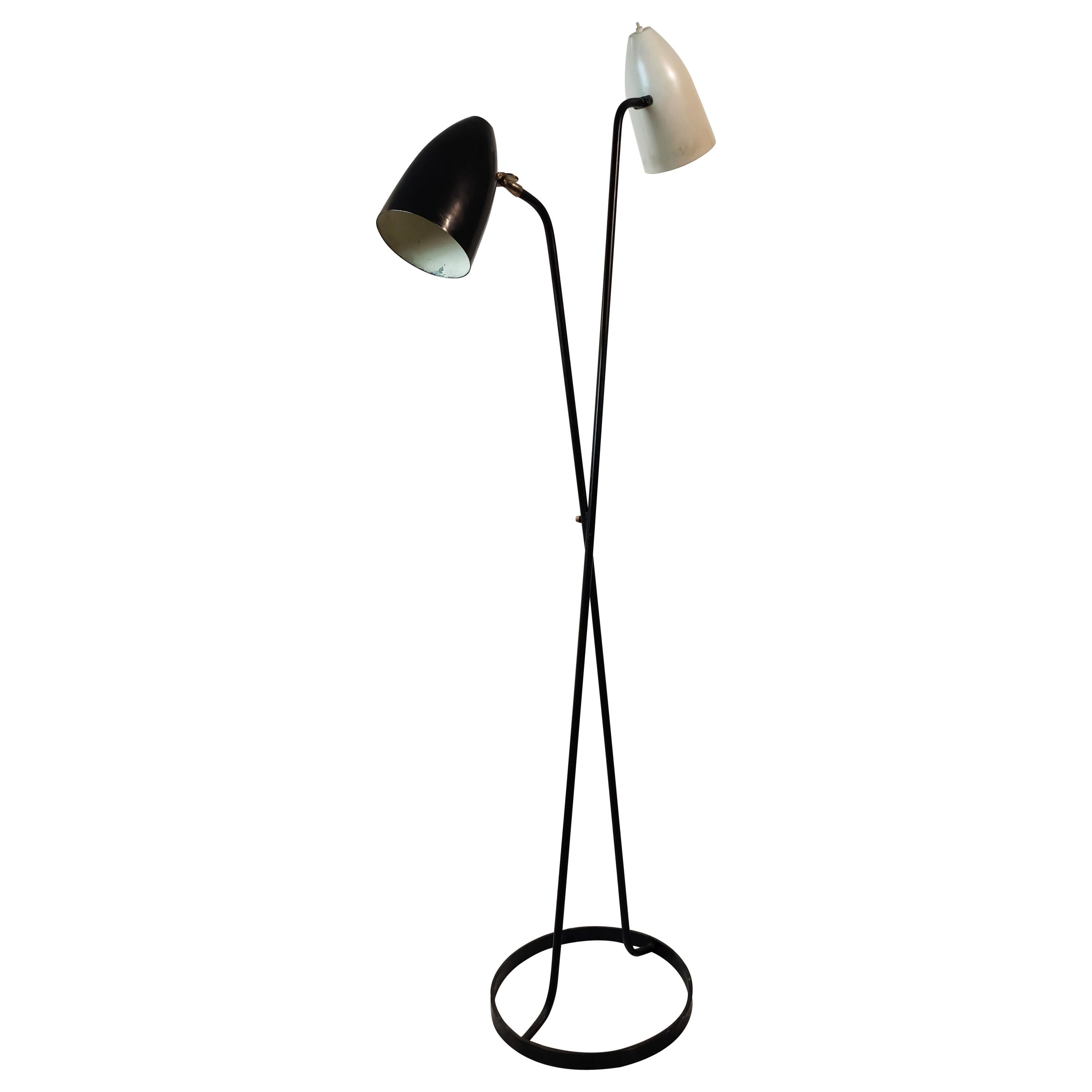 Mid-Century Modern Large Black and White Floorlamp by Stilnovo, Milano, 1950s For Sale