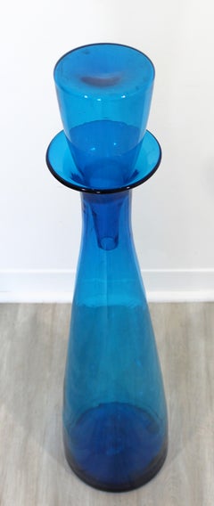 Mid-Century Modern Large Blenko Glass Sculpture Bottle Vessel with Stopper