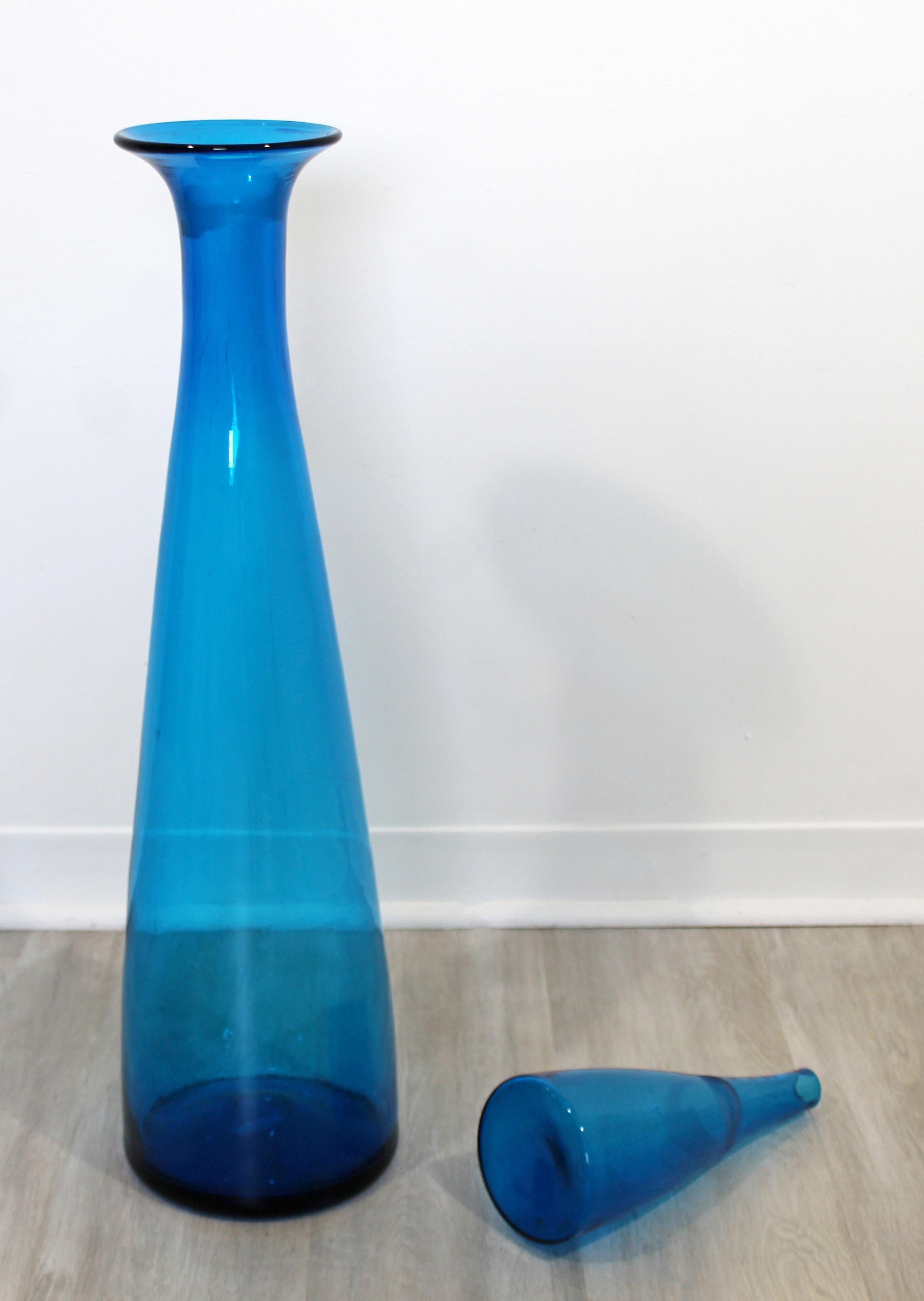 Italian Mid-Century Modern Large Blenko Glass Sculpture Bottle Vessel with Stopper