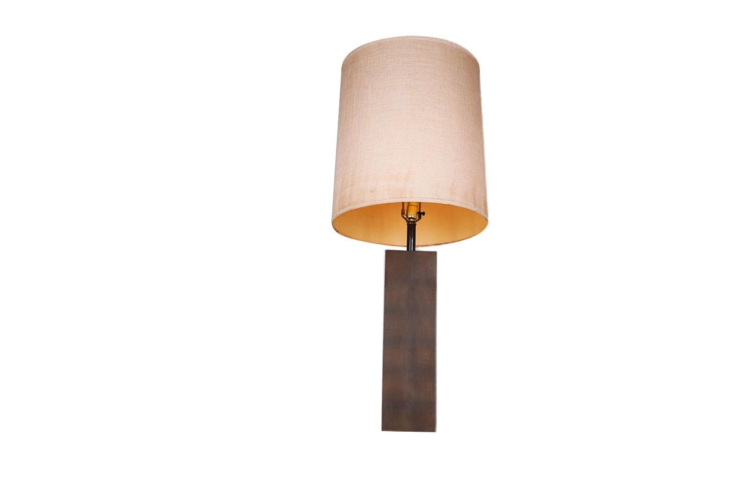 American Mid-Century Modern Large Block Table Lamp Milo Baughman Style For Sale