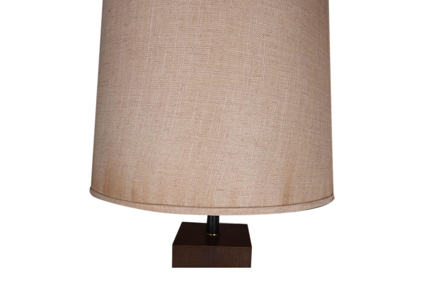 Mid-Century Modern Large Block Table Lamp Milo Baughman Style For Sale 3