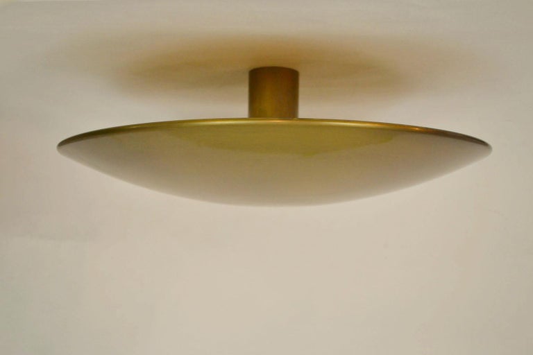 Mid-Century Modern Large Brass Flush Mount Ceiling / Wall ...