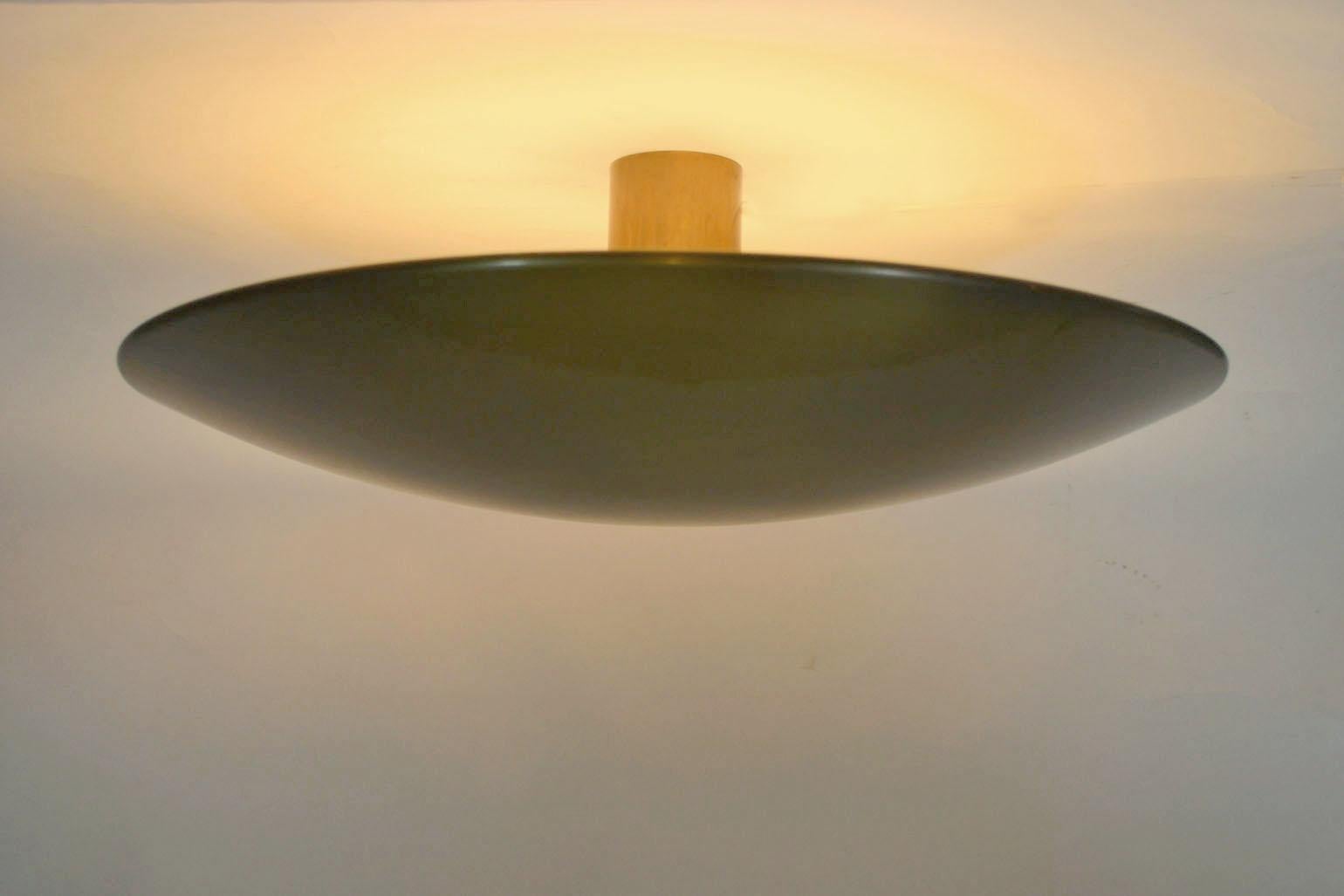 Mid-Century Modern Large Brass Flush Mount Ceiling / Wall Light, Florian Schulz 3