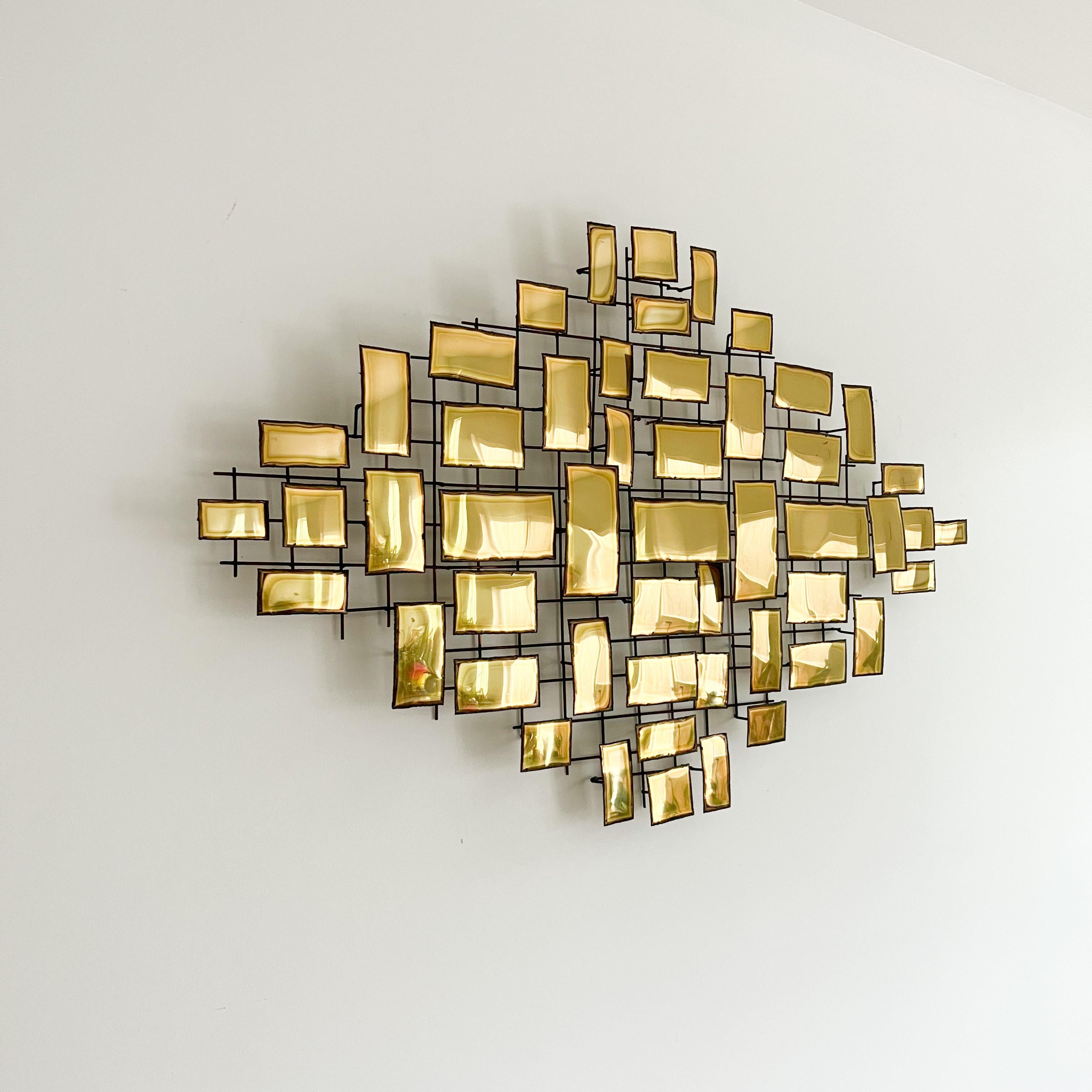 MidCentury Modern Large Brass Metal Art For Sale at 1stDibs