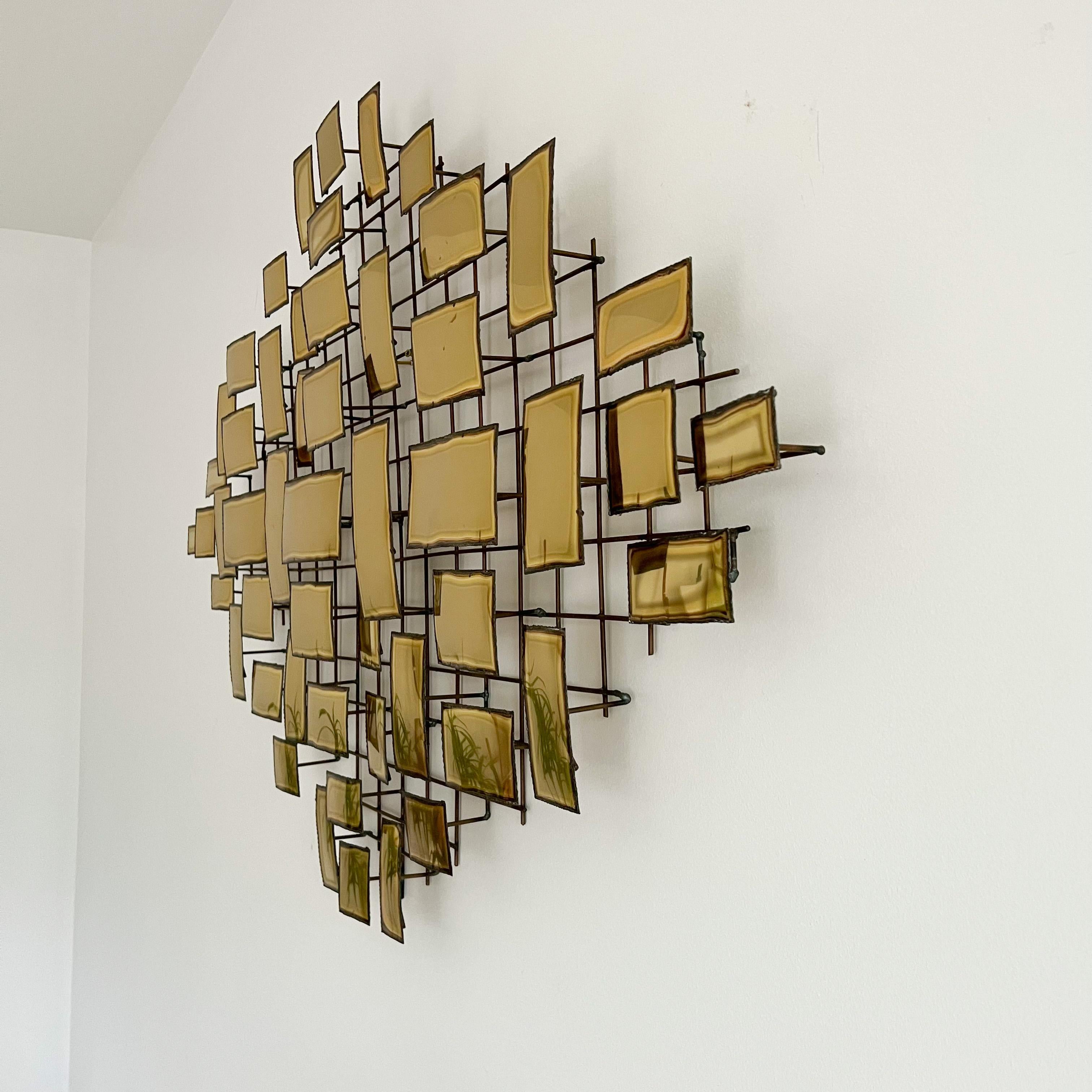 MidCentury Modern Large Brass Metal Art For Sale at 1stDibs