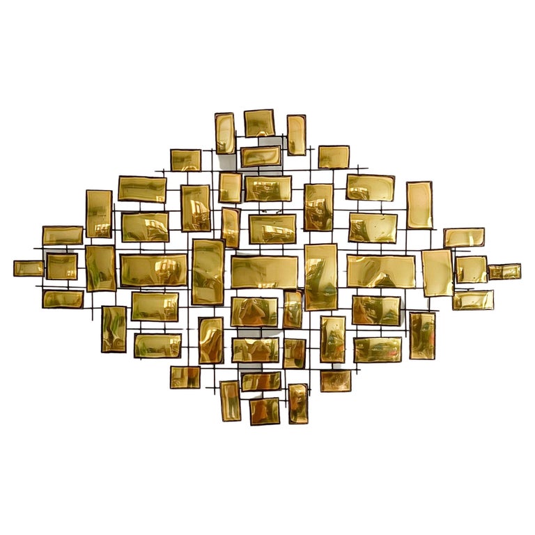 Mid Century Modern Large Brass Metal Art For Sale at 1stDibs