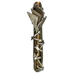 Vintage Mid-Century Modern Large Brutalist Hand Forged Iron Jewish Judaica Mezuzah