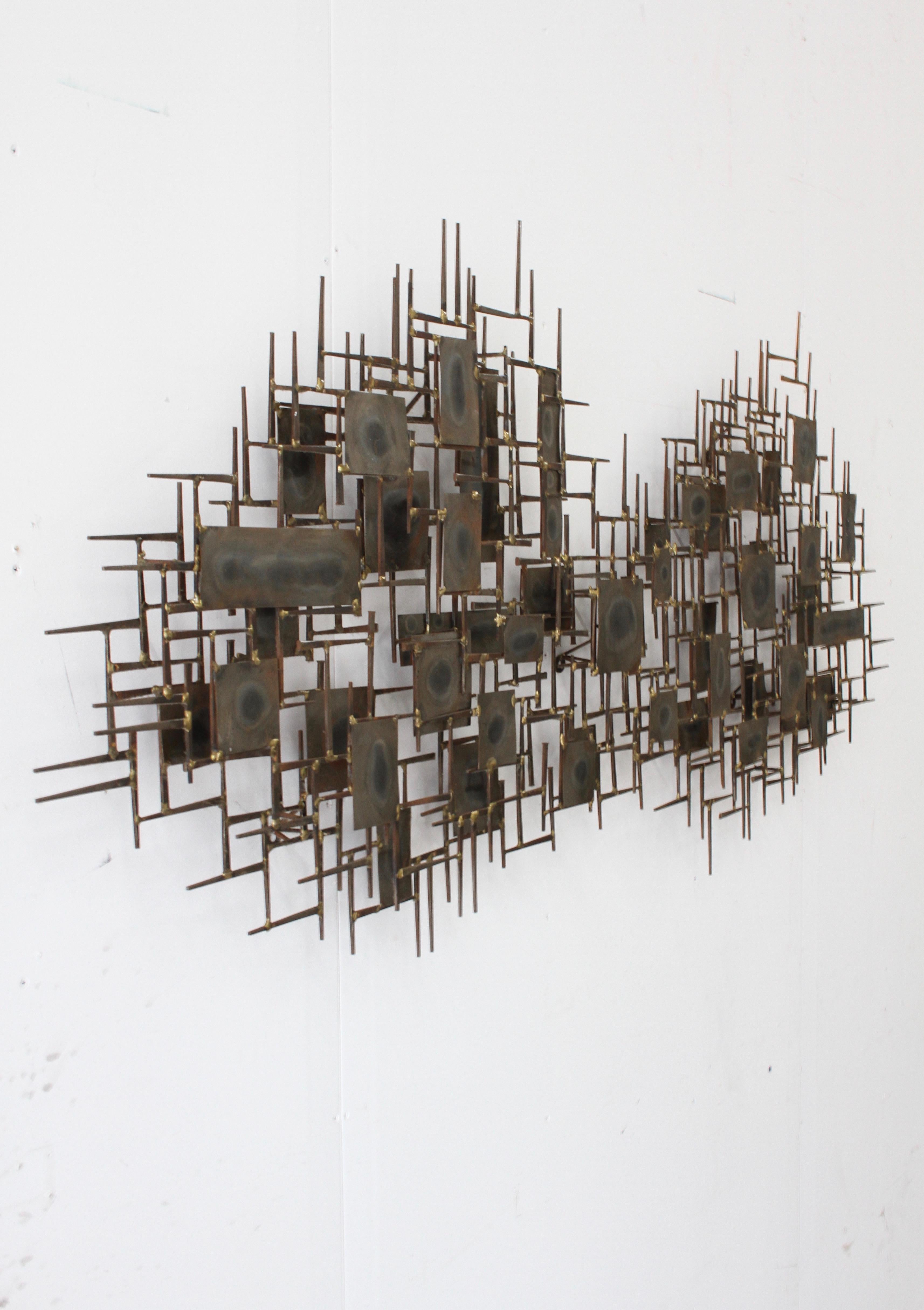 Mid-Century Modern Large Brutalist Nail Wall Sculpture by Artist Marc Weinstein In Good Condition In St. Louis, MO