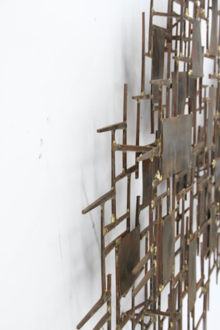 Mid-Century Modern Large Brutalist Nail Wall Sculpture by Artist Marc ...