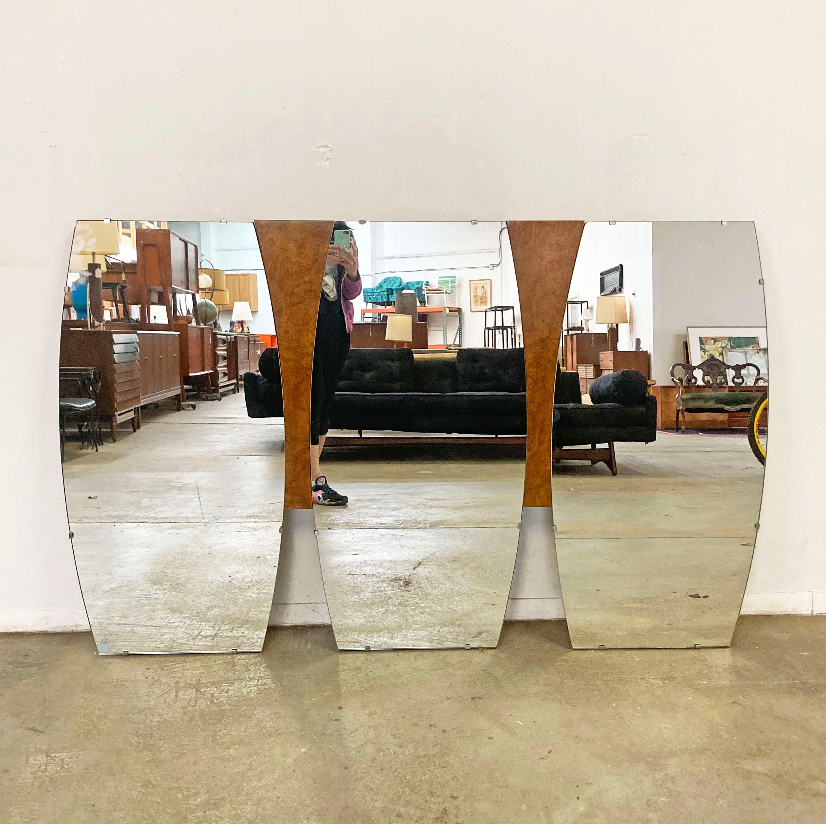 American Mid-Century Modern Large Burl Wood Mirror