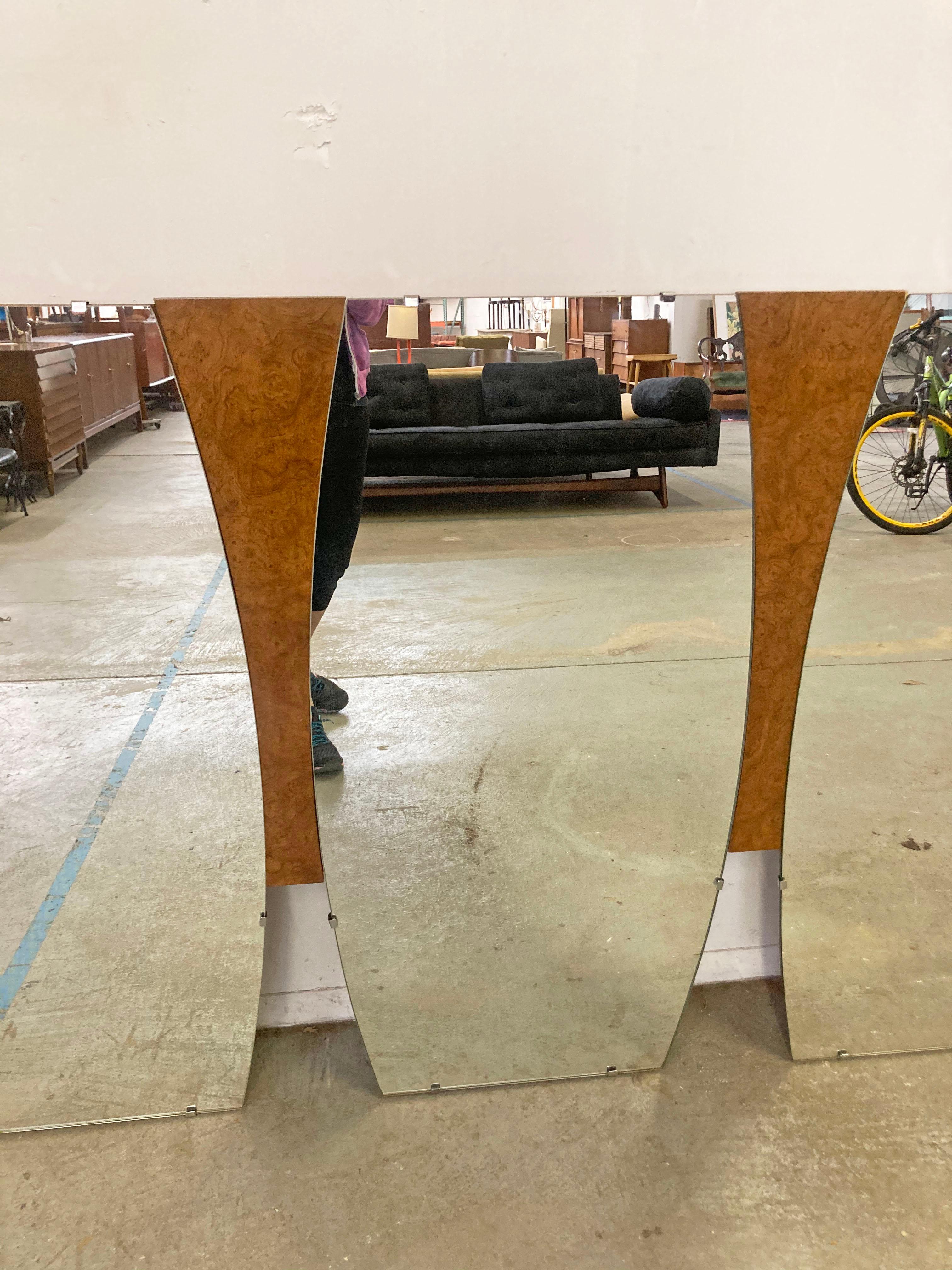 Mid-Century Modern Large Burl Wood Mirror In Good Condition In Wilmington, DE