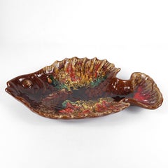Mid-Century Modern Large Ceramic Plate in the Shape of a Fish by Vallauris