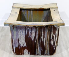 Mid-Century Modern Large Ceramic Raku Planter Sculpture Vessel, 1970s
