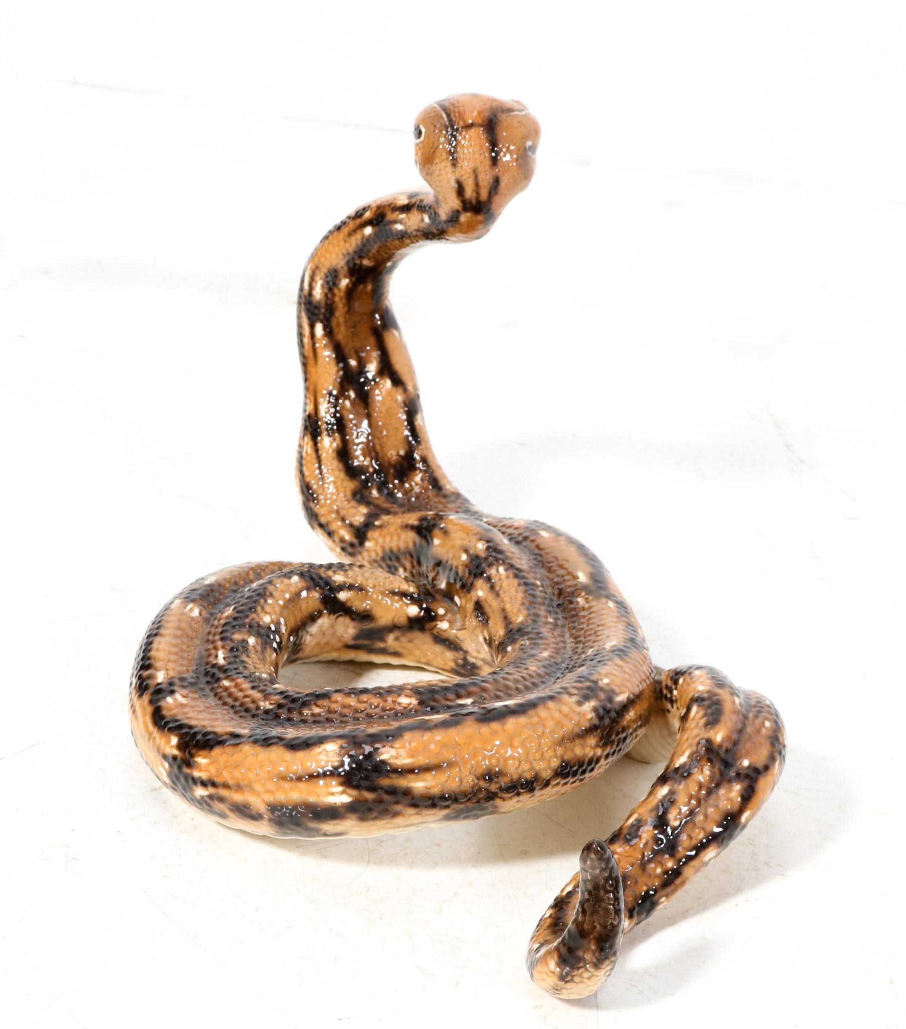  Mid-Century Modern Large Ceramic Rattle Snake by Ronzan Italy, 1950s 2
