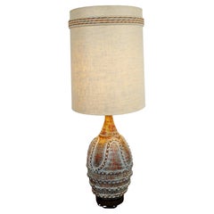 Mid-Century Modern Large Ceramic Table Lamp Original Shade & Finial, 1960s