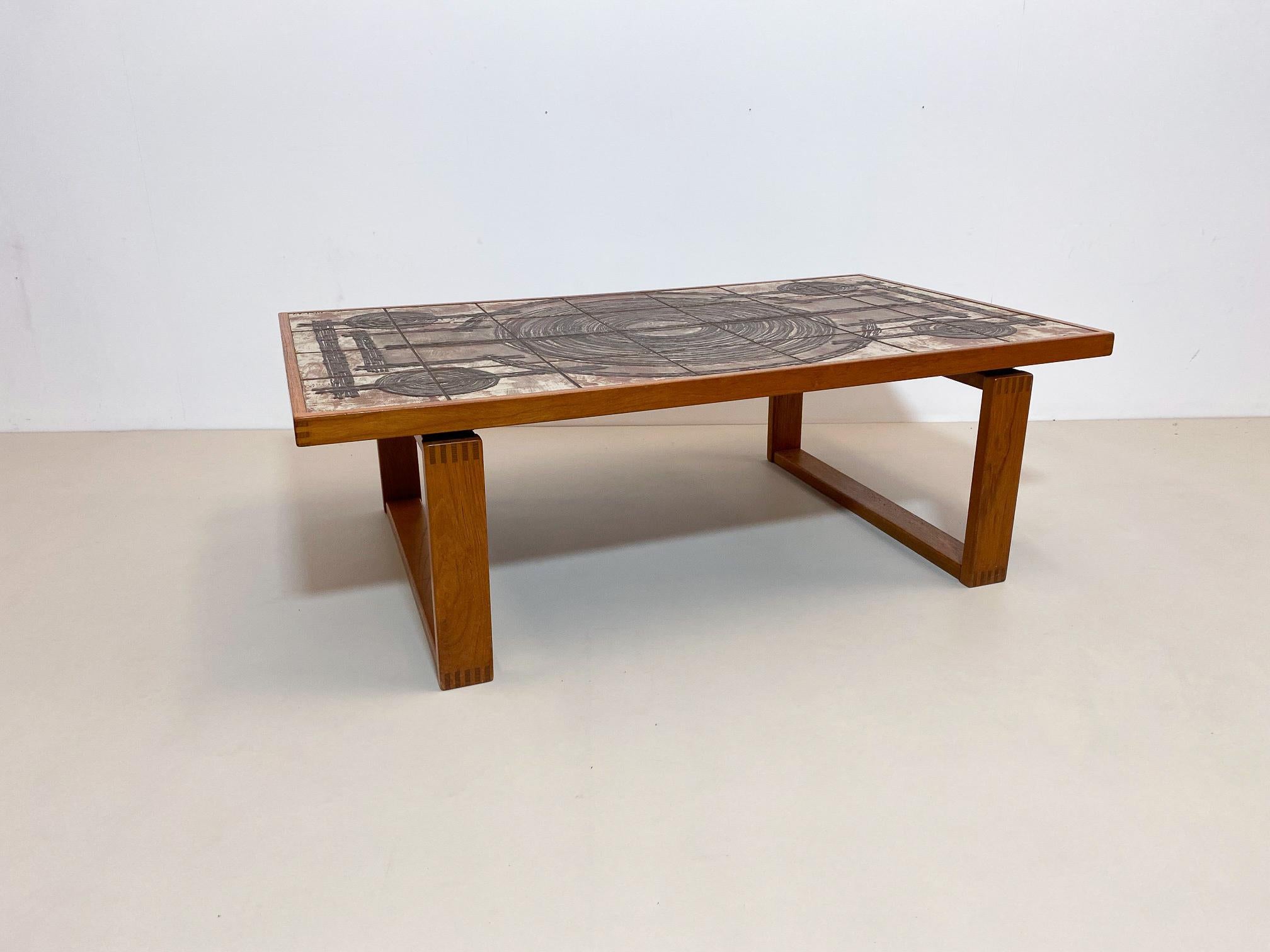 mid century tiled coffee table