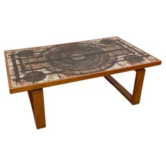 Mid-Century Modern Large Ceramic Tiles Coffee Table, Scandinavia