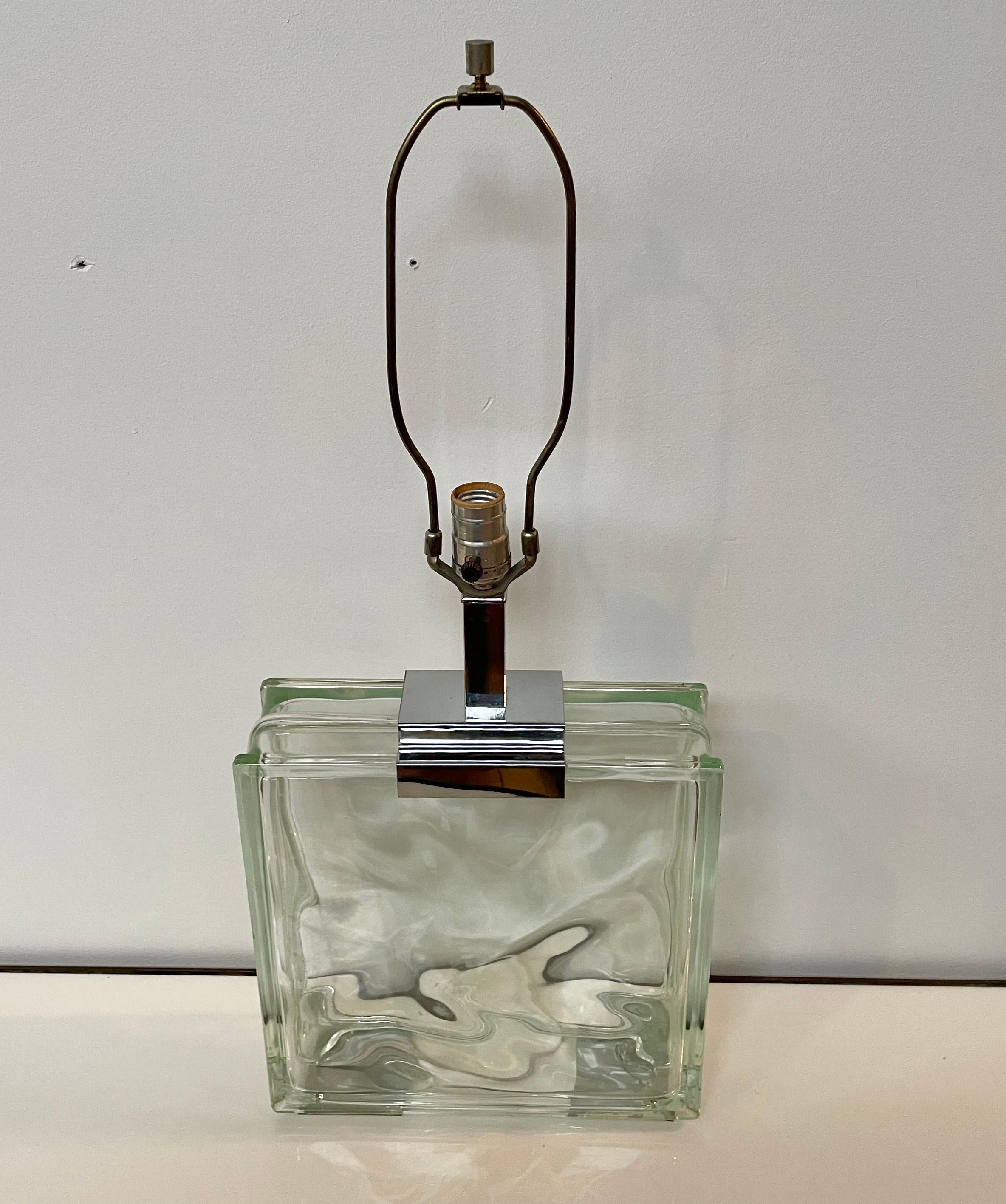 vintage glass block lamp