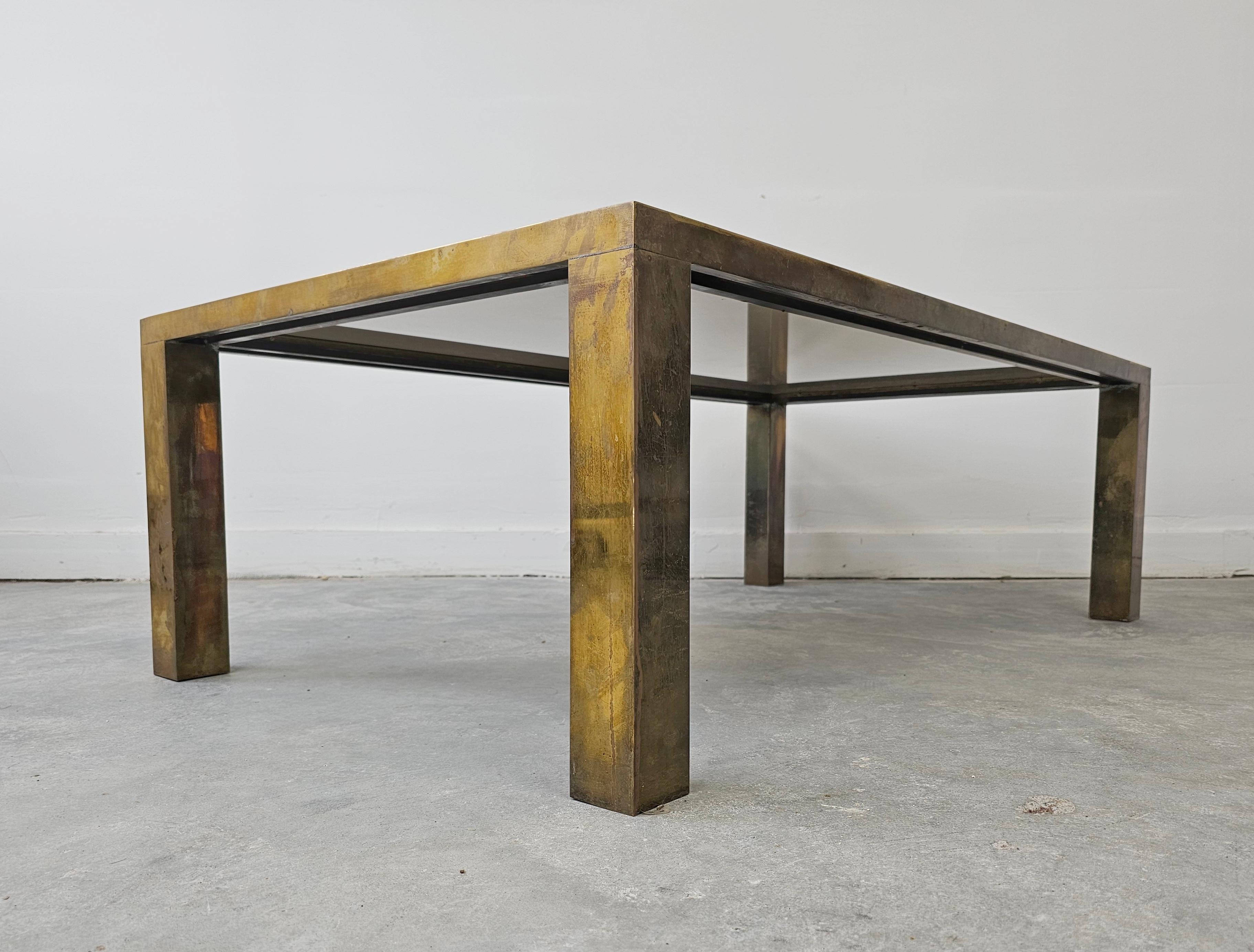 Großer Couchtisch oder Sofatisch aus Messing, Moderne der Mitte des Jahrhunderts, Italien 1970er Jahre im Angebot 9