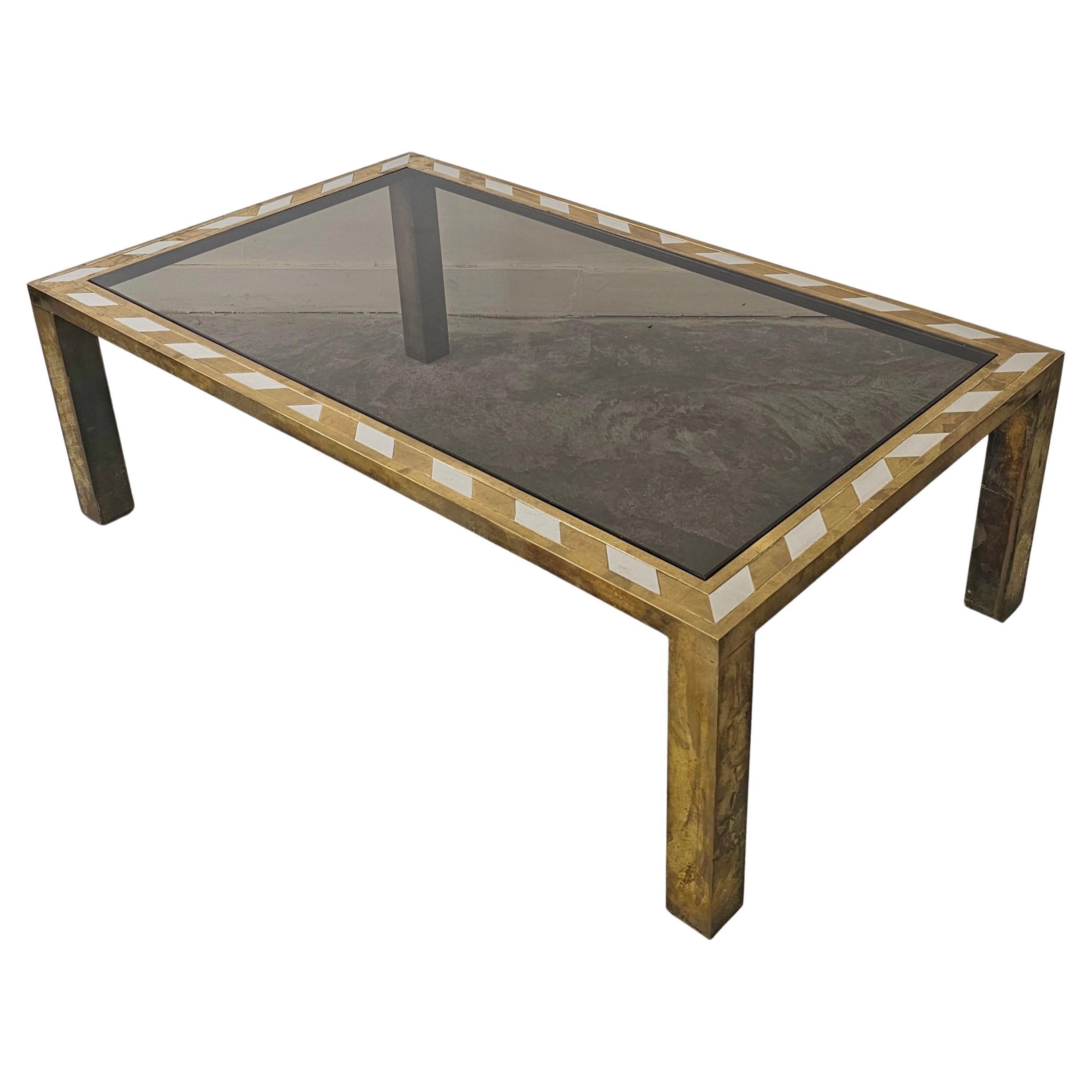 Mid Century Modern Large Coffee or Sofa Table done in brass, Italy 1970s