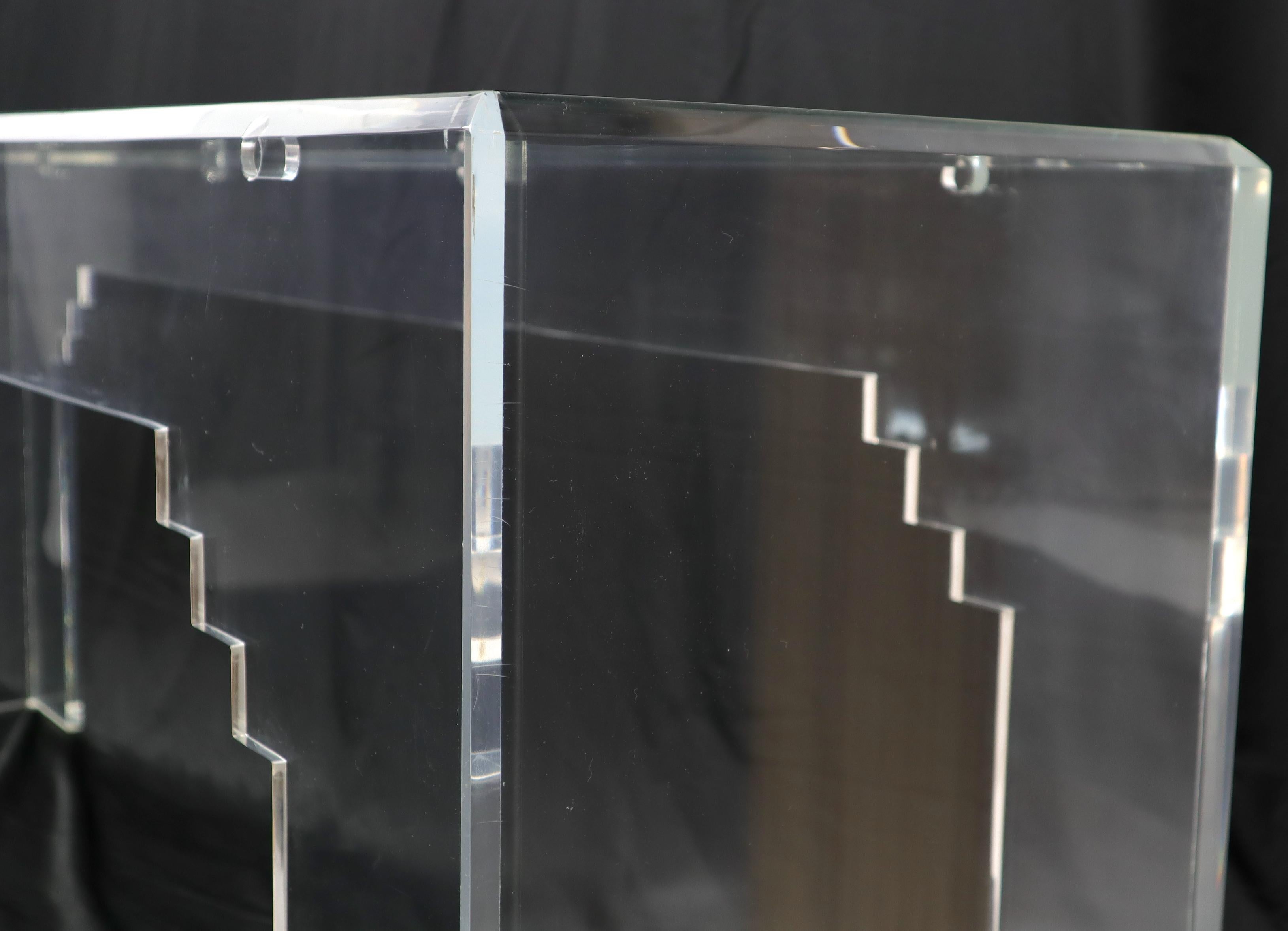 Mid-Century Modern Large Console Table Glass Top Lucite Base For Sale 2