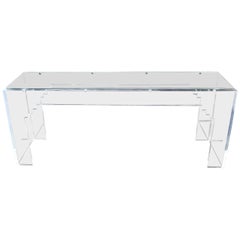 Großer Konsolentisch mit Glasplatte und Lucite-Sockel, Mid-Century Modern