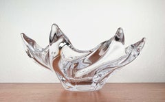 Mid-Century Modern Large Crystal Glass Fruit Bowl from Art Vannes, France, 1960s