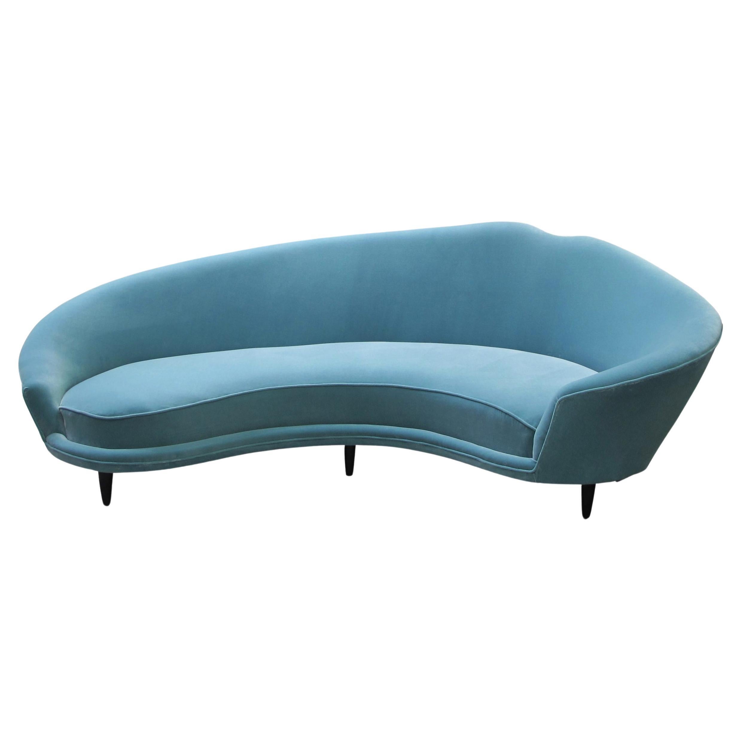 Mid-Century Modern Large Curved Sofa in the manner of Frederico Munari, Italian