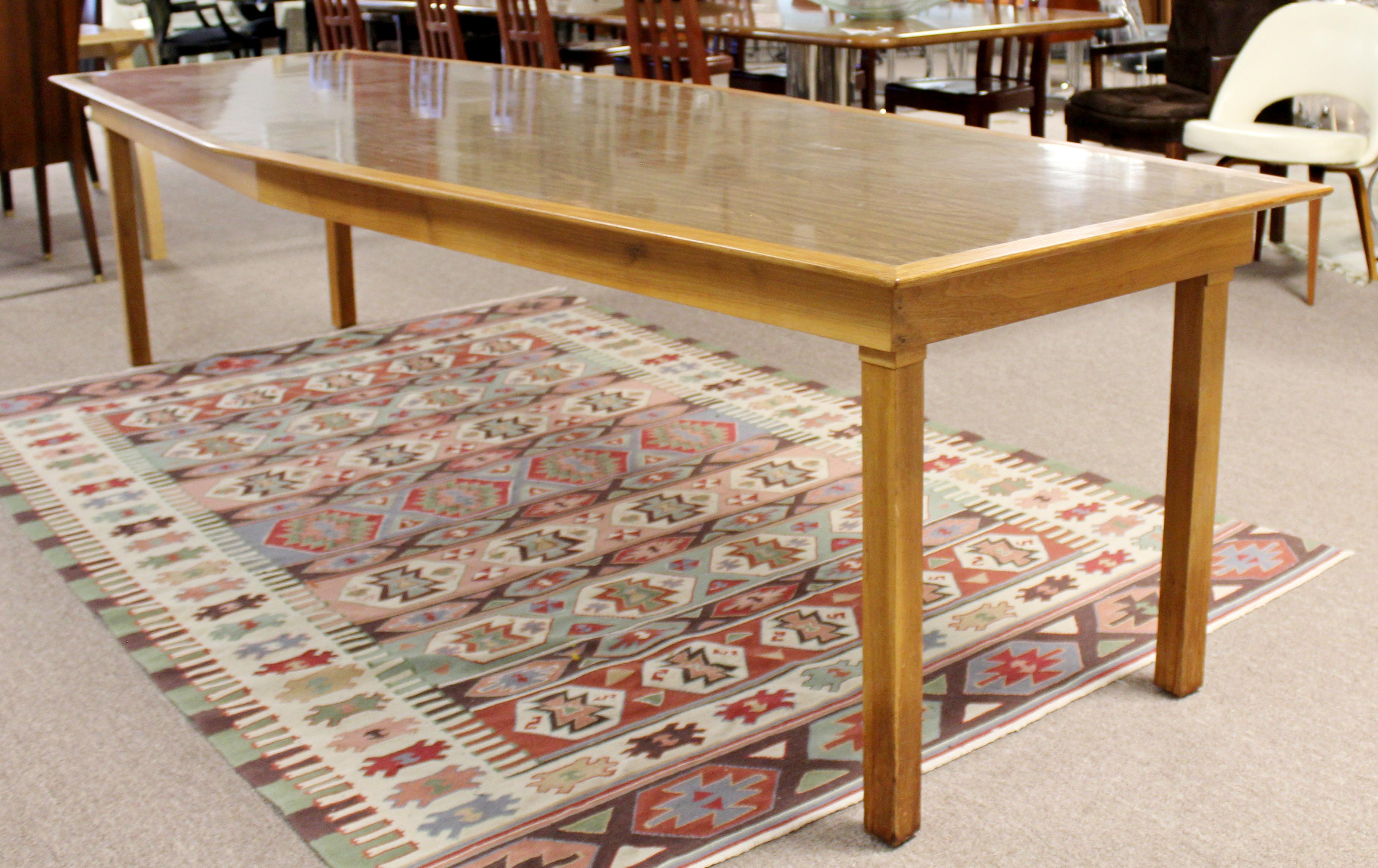 Mid-Century Modern Large Custom Made Diamond Shape Dining Conference Table 1960s In Good Condition In Keego Harbor, MI