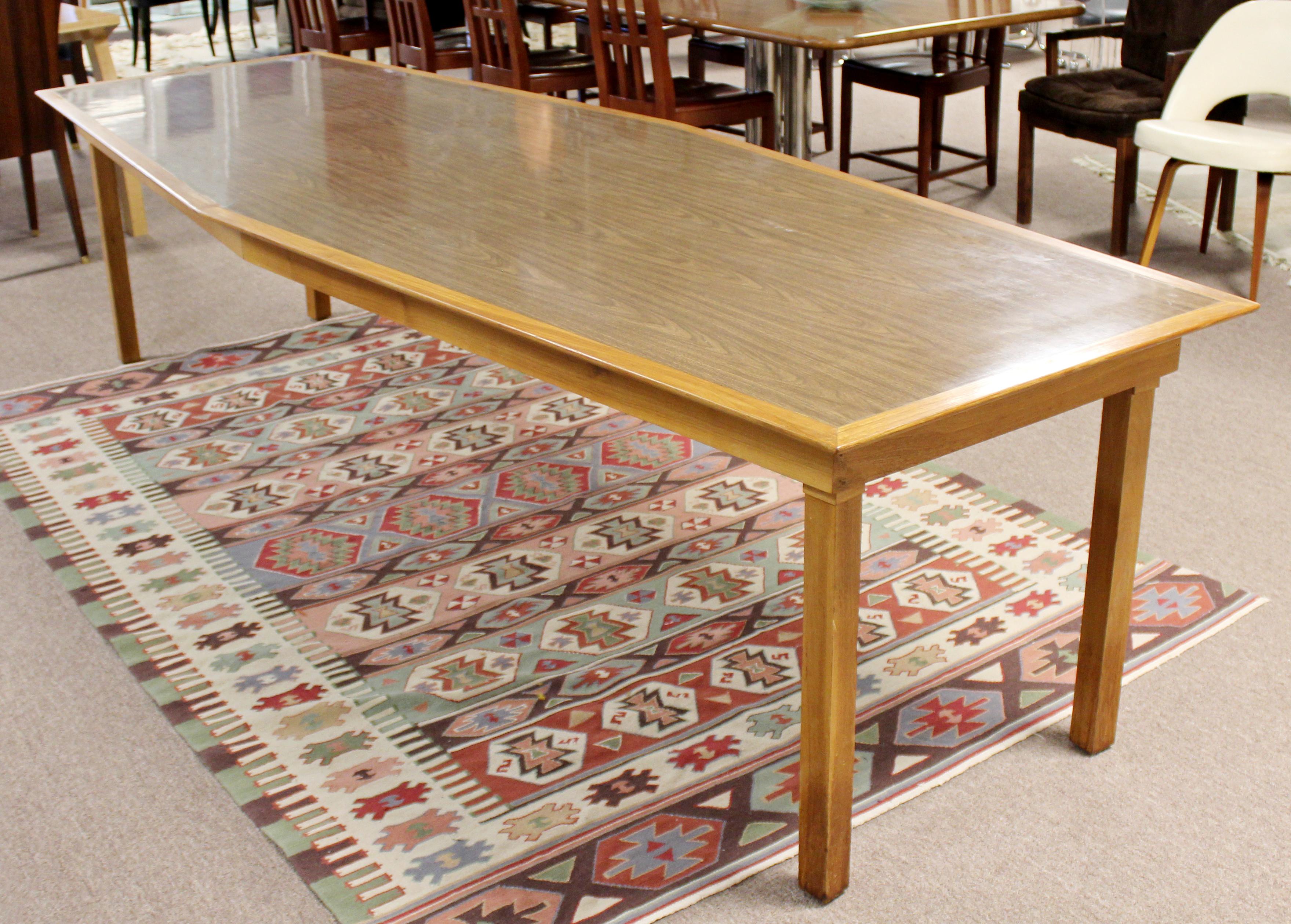 Oak Mid-Century Modern Large Custom Made Diamond Shape Dining Conference Table 1960s
