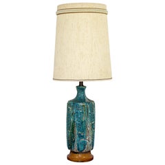 Lampe de table en céramique émaillée bleu lave de style moderne du milieu du siècle:: allemande:: années 1960