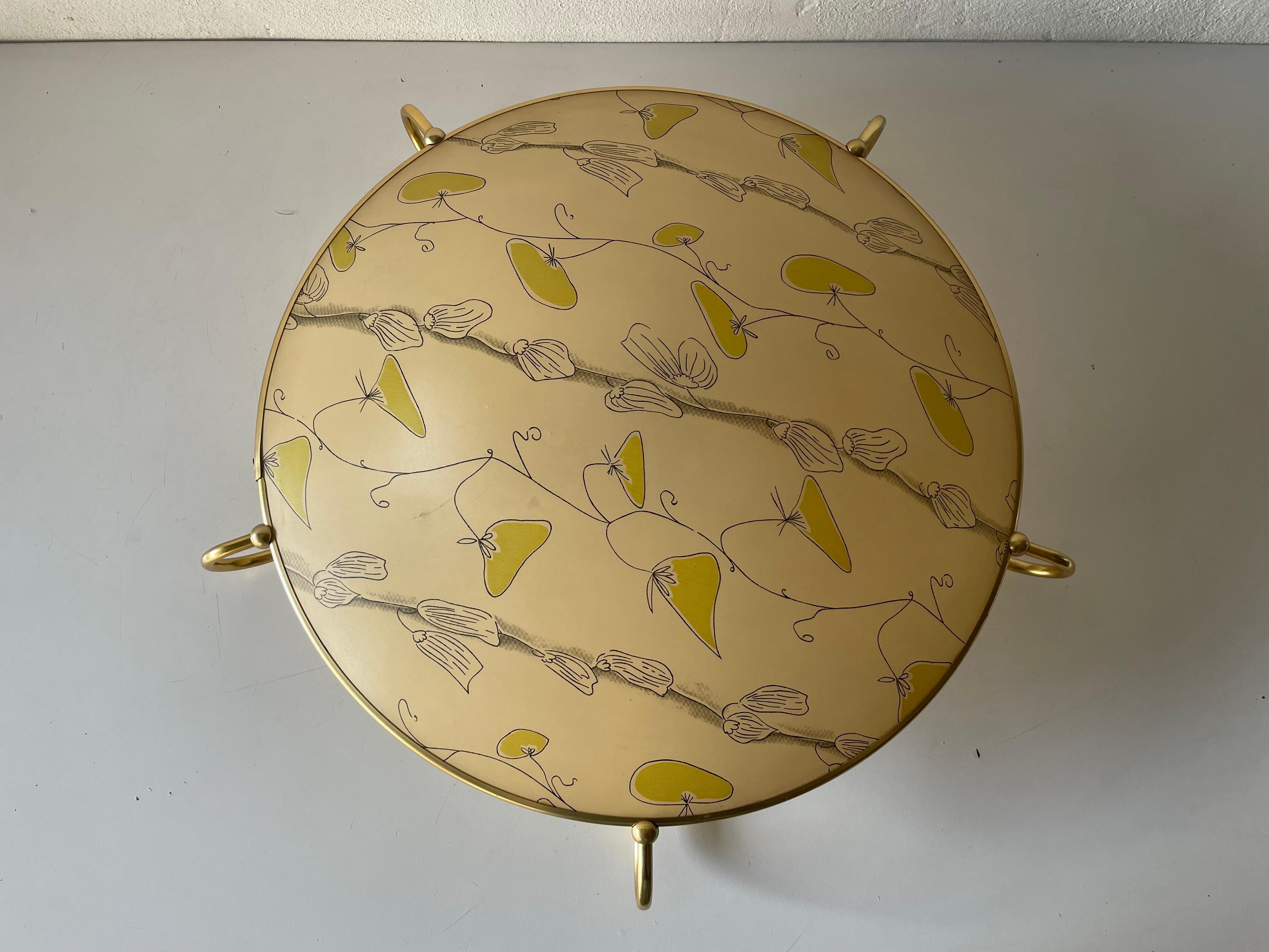 Mid-Century Modern large flush mount ceiling or wall lamp by Erco, 1950s Germany.

Lampshade is in very good vintage condition.

This lamp works with 3x E27 light bulbs. 
Wired and suitable to use with 220V and 110V for all