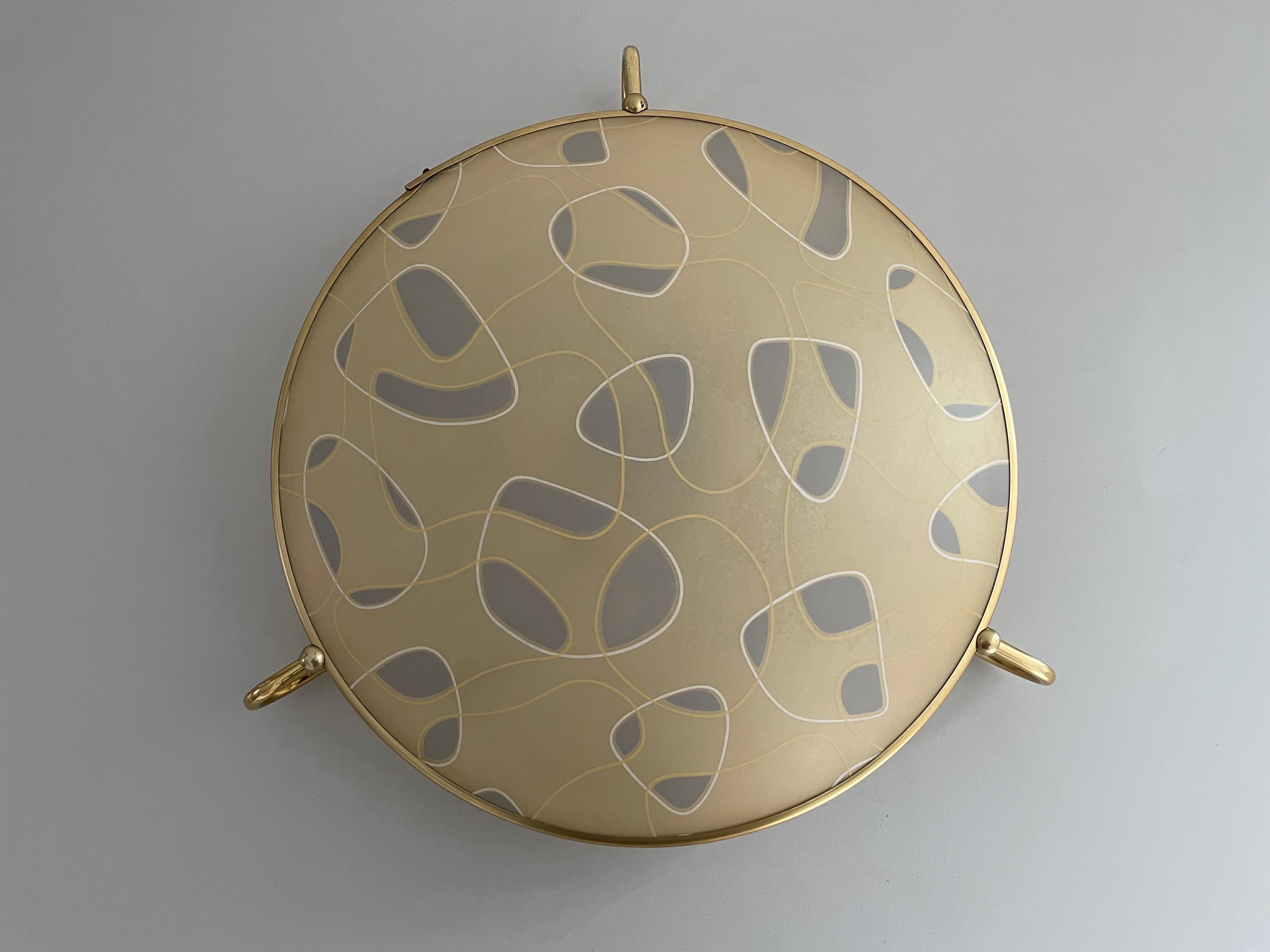 Brass Mid-Century Modern Large Flush Mount or Ceiling Lamp by Erco, 1950s, Germany For Sale